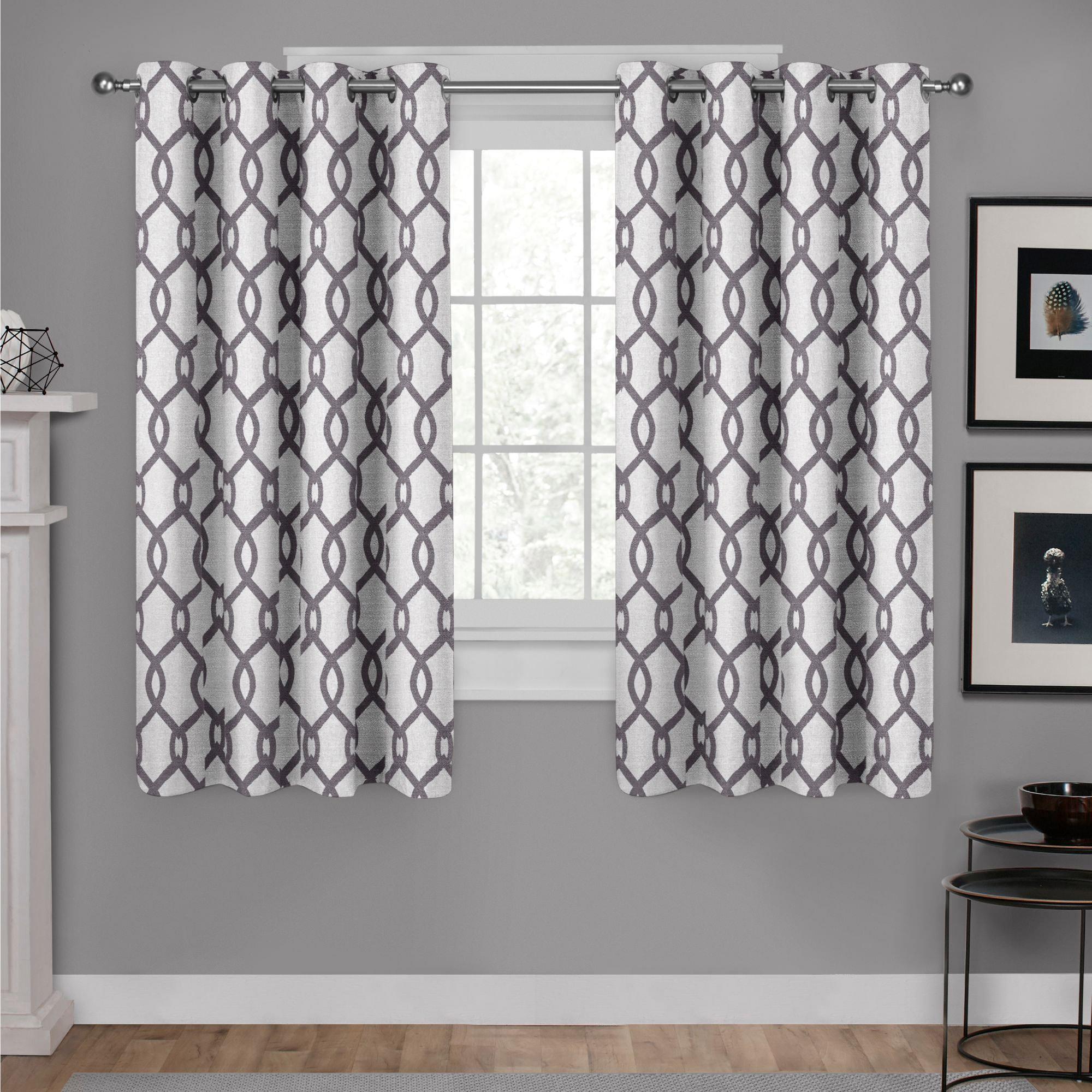 Set of 2 63"x54" Kochi Linen Blend Grommet Top Window Curtain Panel Black Pearl - Exclusive Home