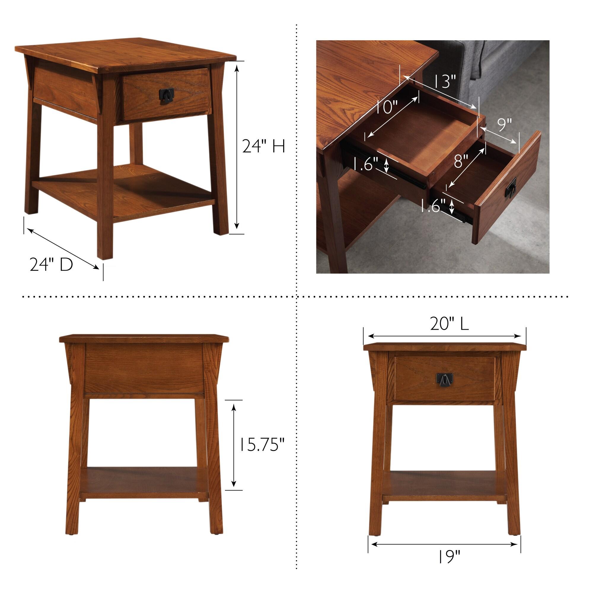 Mission Solid + Manufactured Oak Wood Side Table in Russet