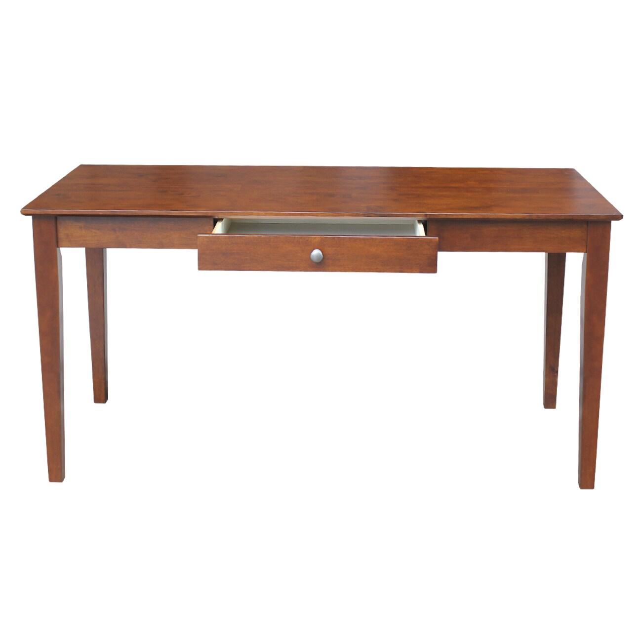 International Concepts 60" Writing Desk Espresso: Mid-Century Modern, Hardwood Frame, Spot Clean, Drawer Storage