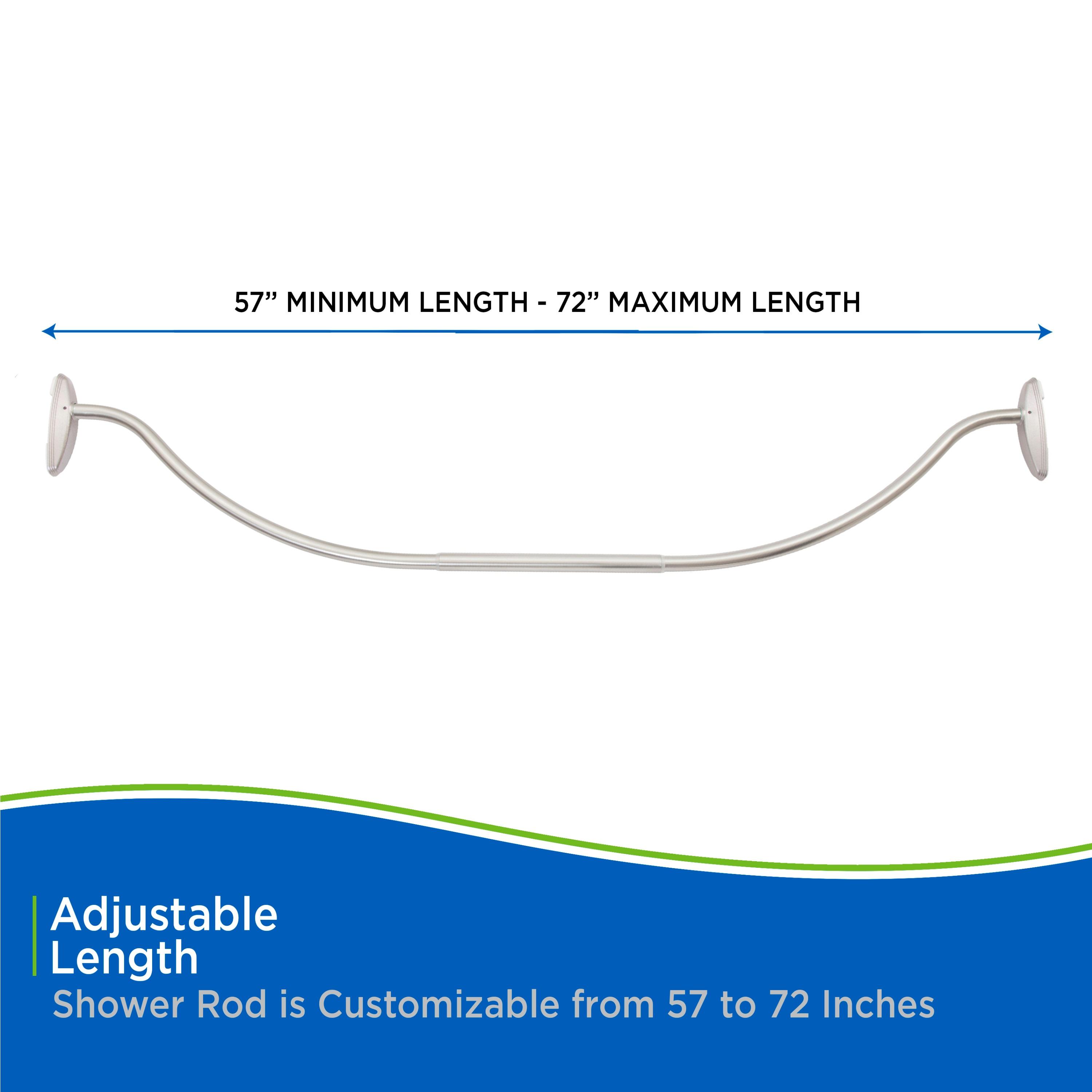 Kenney® Twist & Fit™ No Tools Curved Rust-Resistant Painted Steel Tension Shower Curtain Rod, 57-72", Brushed Nickel
