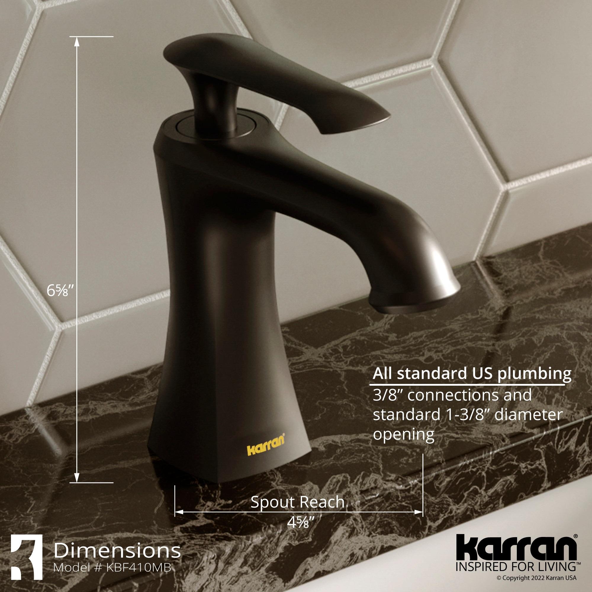 Karran Woodburn Single Handle Single Hole Basin Bathroom Faucet With Matching Pop-up Drain