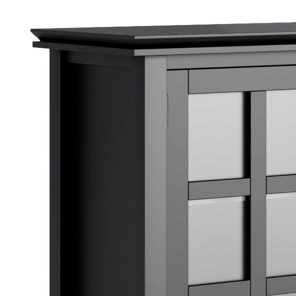 Simpli Home Artisan 38"W Solid Wood 4-Shelf Medium Storage Cabinet with Glass Doors and Adjustable Shelves