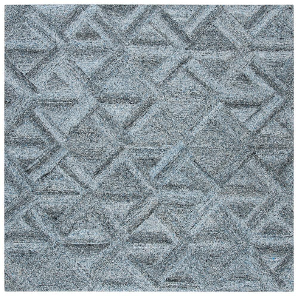 SAFAVIEH Abstract Phillis Geometric Chevron Area Rug, Blue/Black, 6' x 6' Square