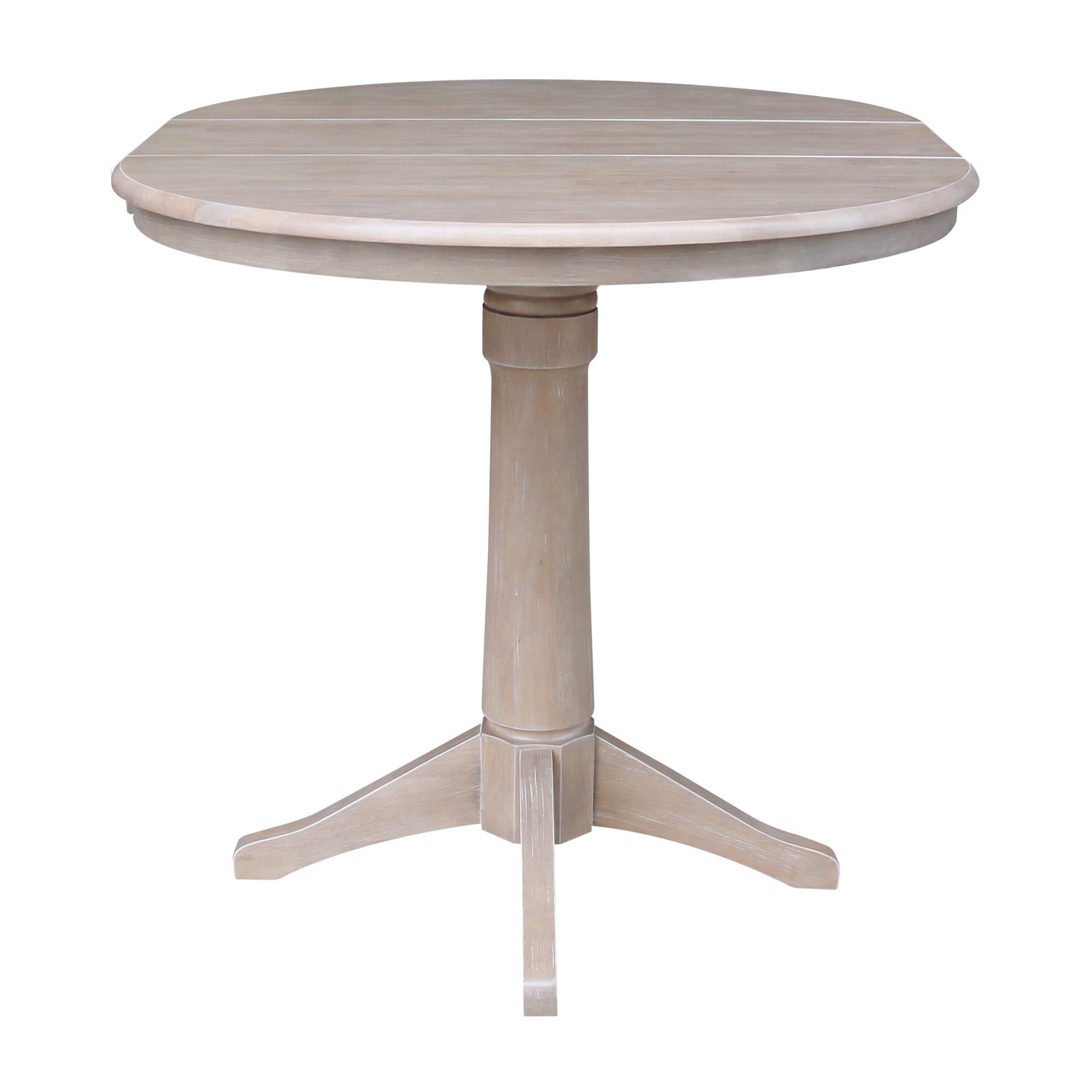 International Concepts 36" Magnolia Round Top Counter Height Dining Table with 12" Leaf Washed Gray Taupe