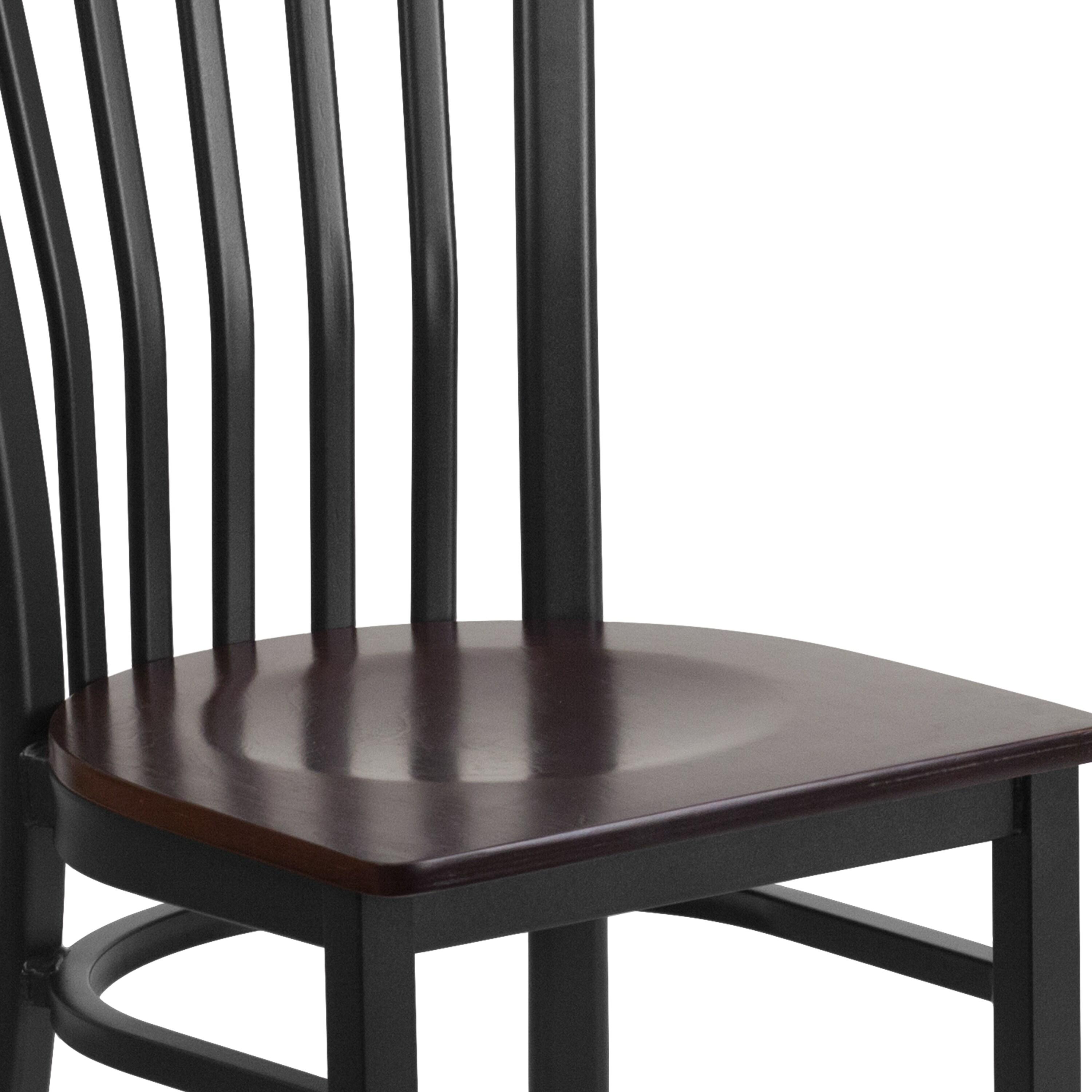 Flash Furniture HERCULES Series Black School House Back Metal Restaurant Chair - Walnut Wood Seat