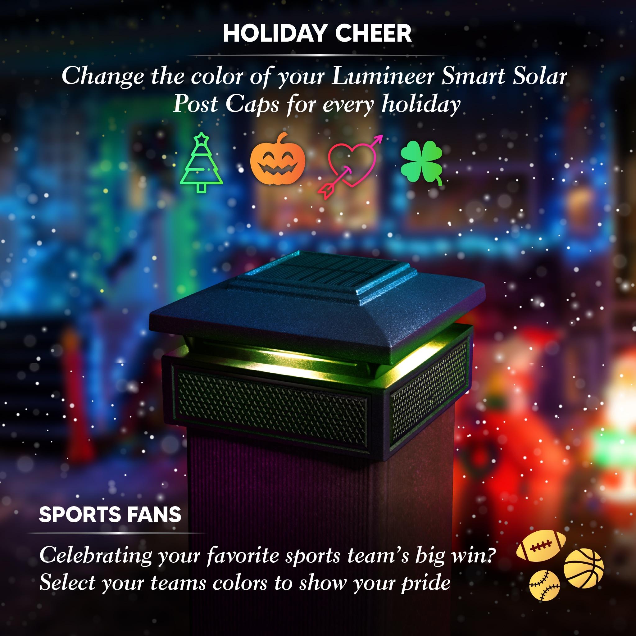 Classy Caps Black Low Voltage Integrated LED Metal Fence Post Cap Light 3.5 In. X 3.5 In. with Base Adapter Included