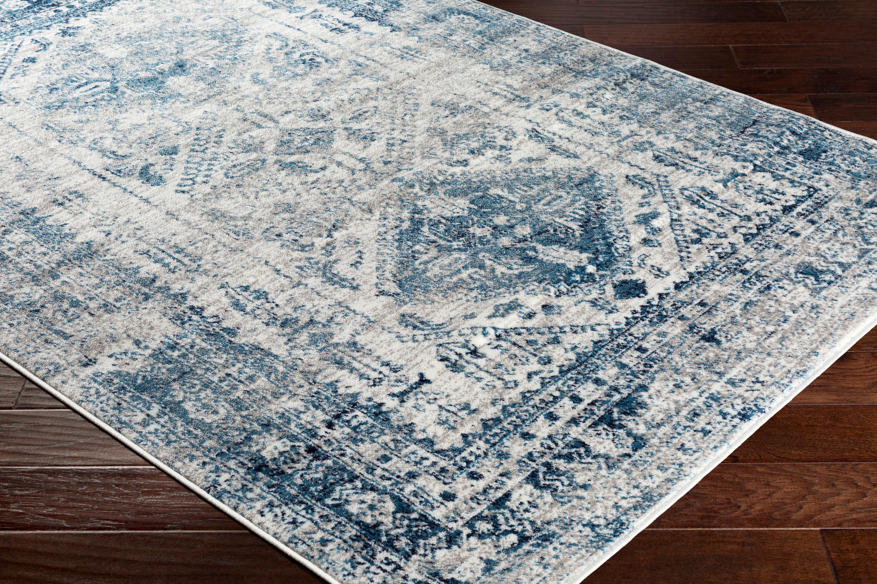 Livabliss 6'7" Square Melissa Traditional Rugs Blue: Medium Pile, Stain & Fade-Resistant, Indoor Use, 100% Polypropylene