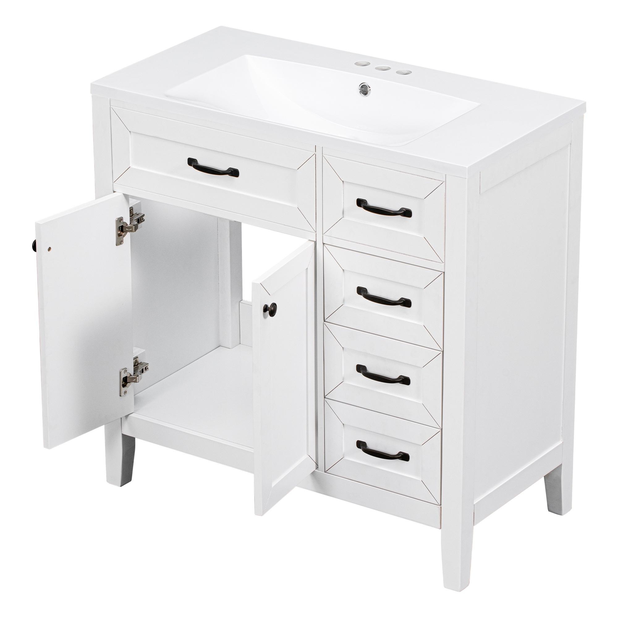 Home Decor 36.07'' Single Bathroom Vanity with Ceramic Sink Top Bathroom Storage Cabinet