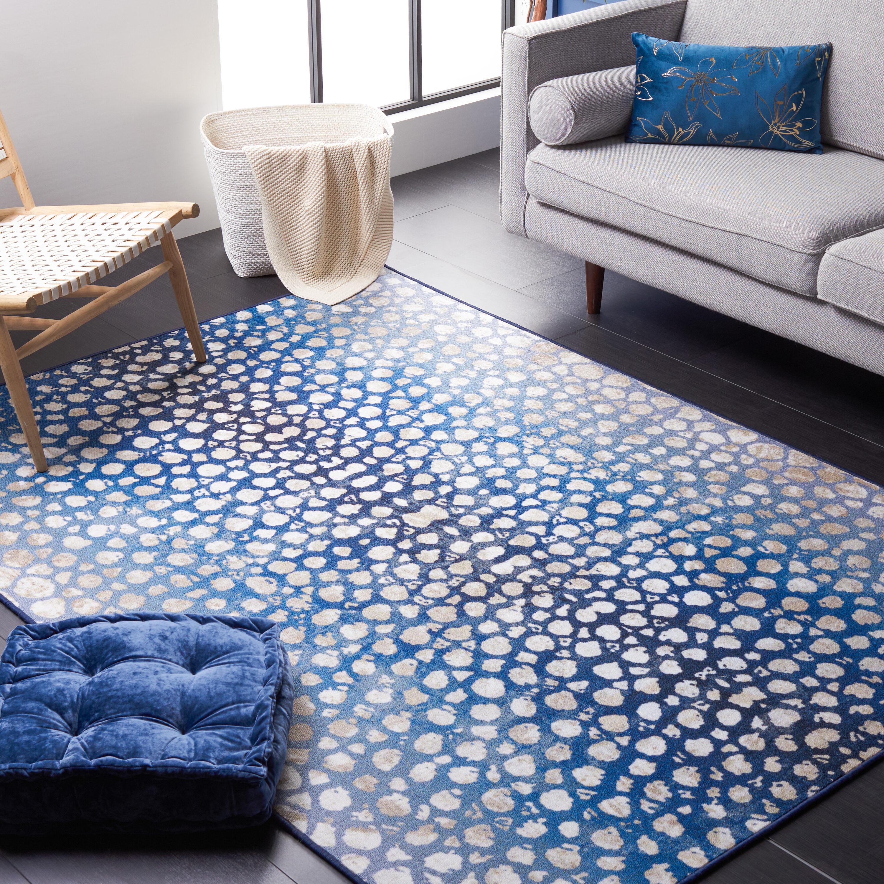Journey JNY118 Power Loomed Machine Washable Slip Resistant Area Rug - Navy/Beige - 6'7"x6'7" - Safavieh