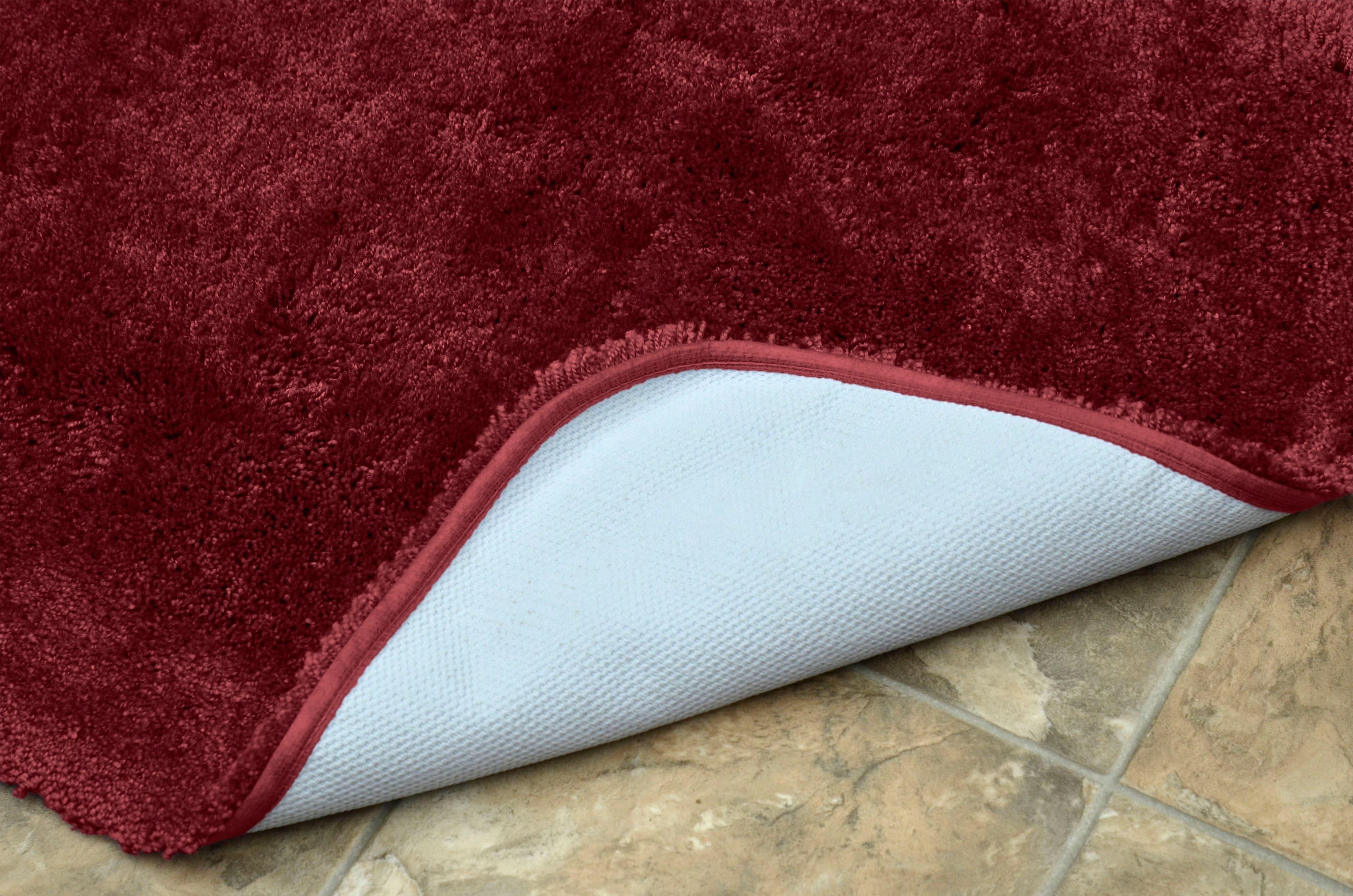Garland Rug 3pc Finest Luxury Ultra Plush Washable Nylon Bath Rug Set Red : Microfiber, Machine Washable, Non-Slip Backing