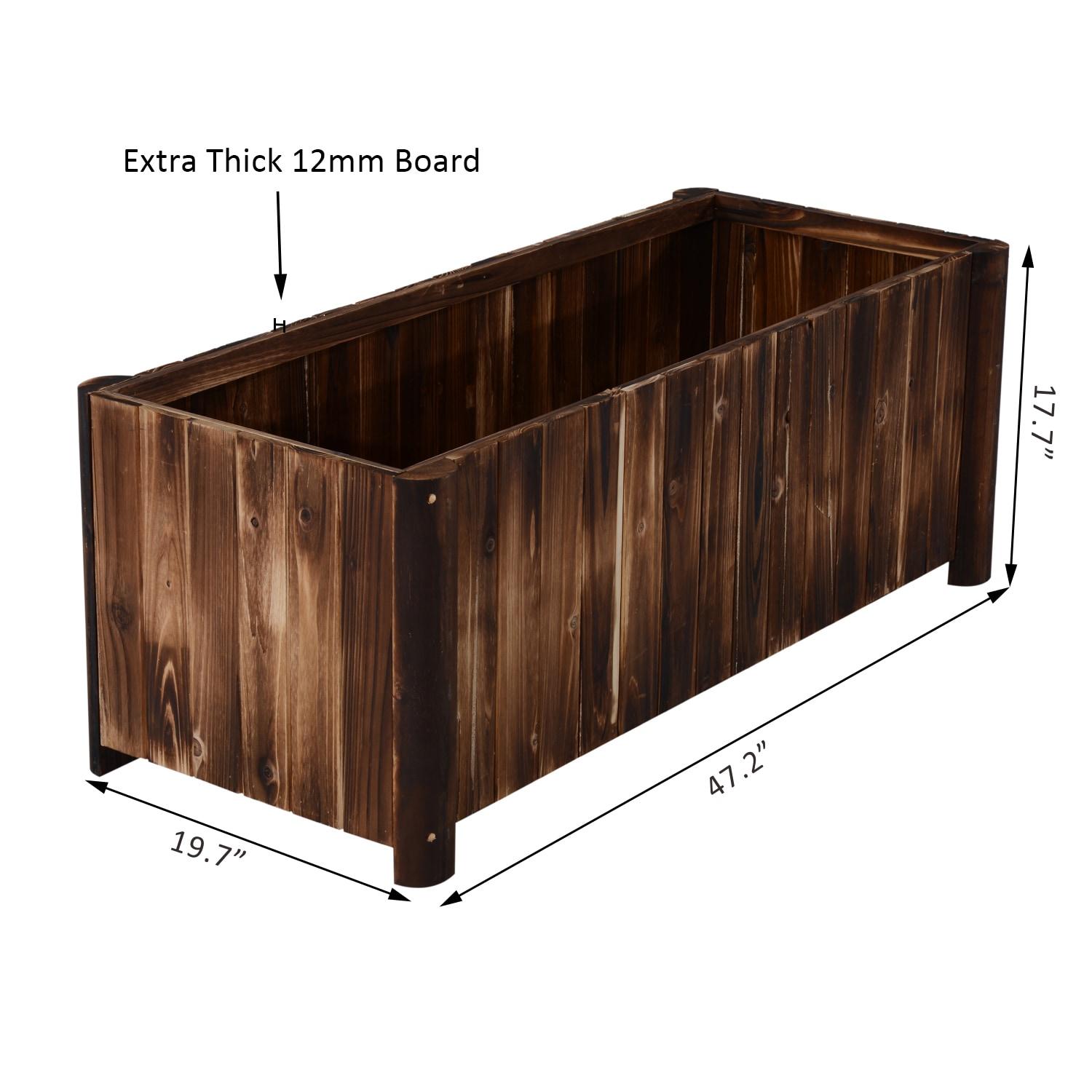 Large Brown Wooden Raised Garden Bed Planter Box