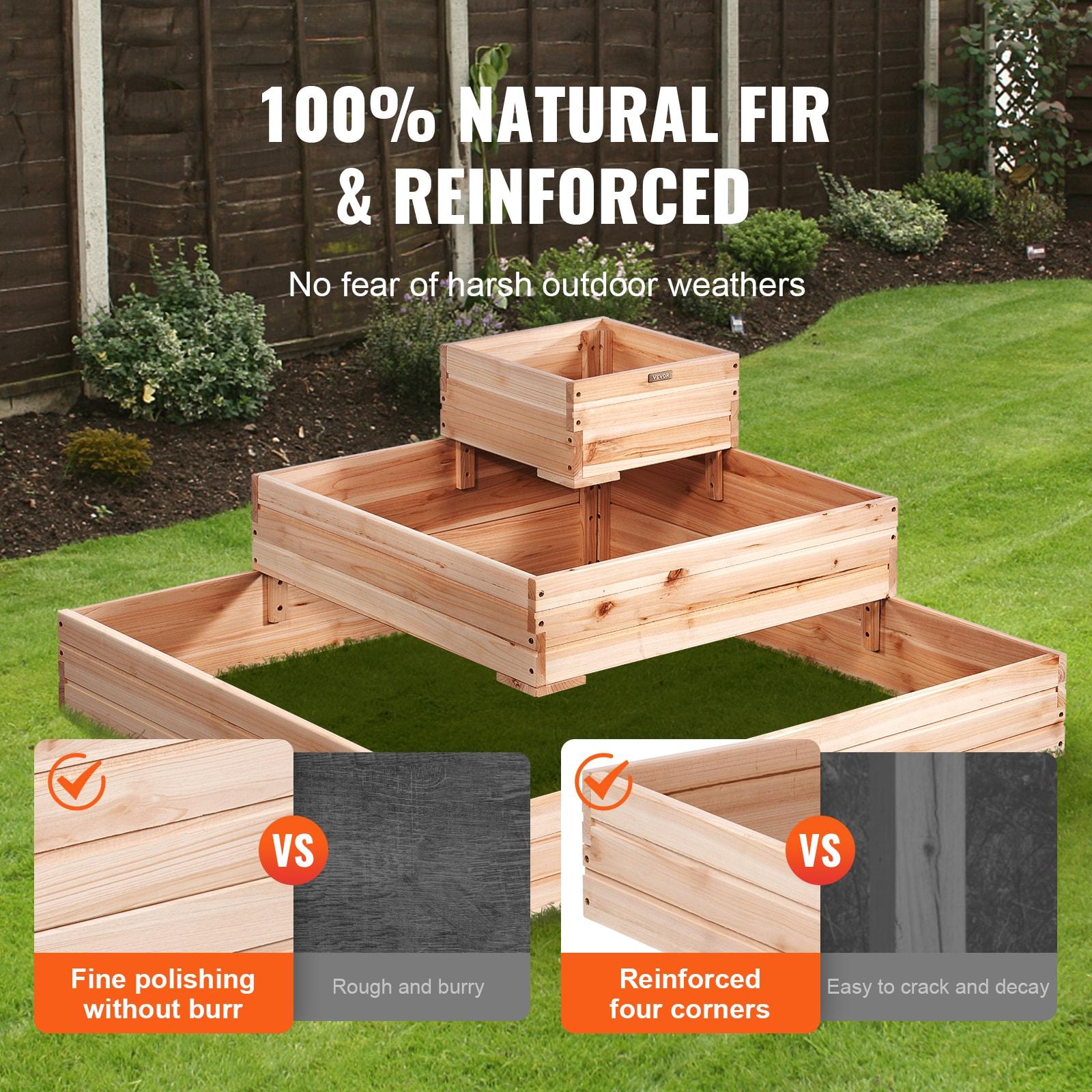 Burlywood Wooden Raised Garden Bed Planter 44.5"x44.5"x20.1"