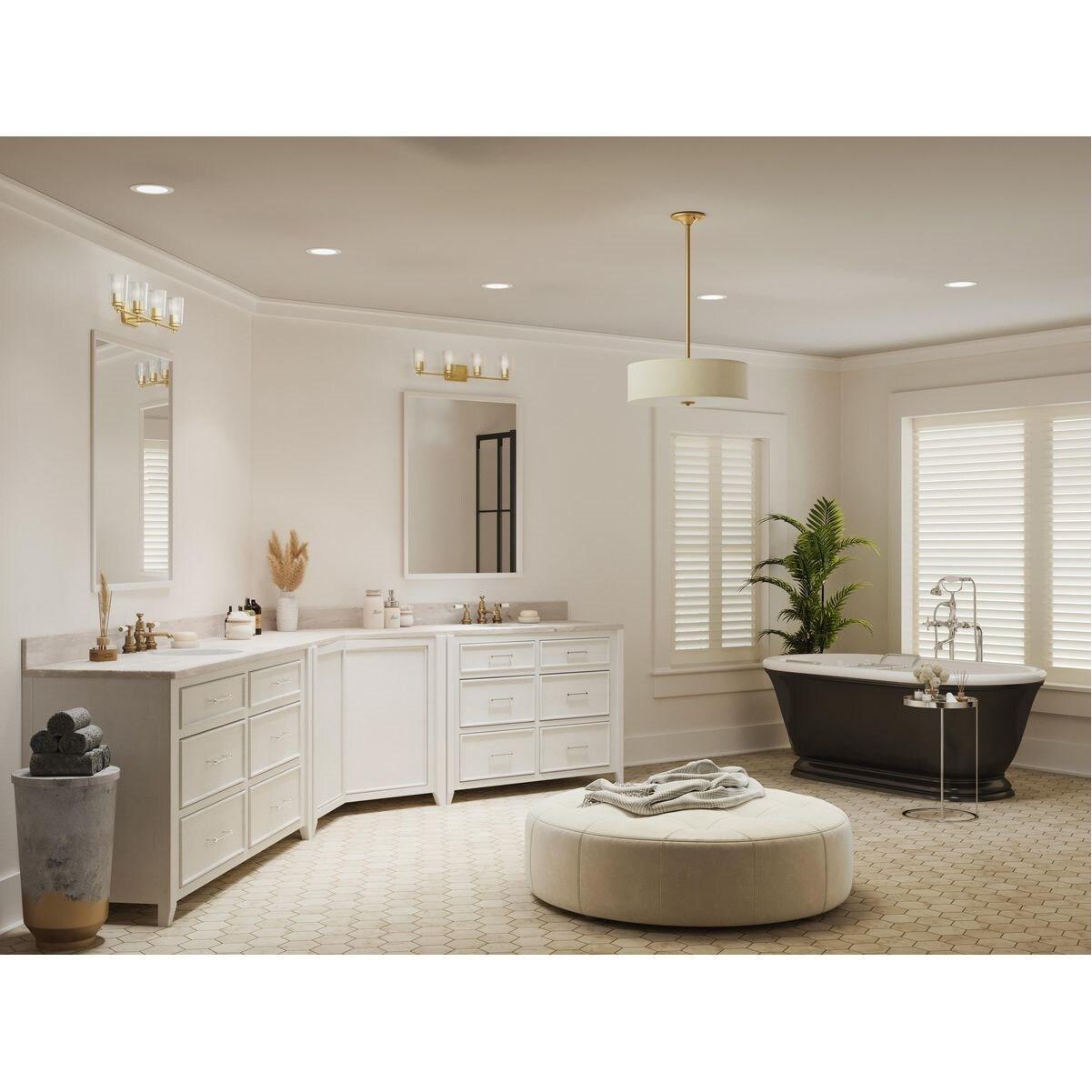 Progress Lighting, Inspire Collection, 3-Light Semi-Flush Mount, Satin Brass, Summer Linen Shade