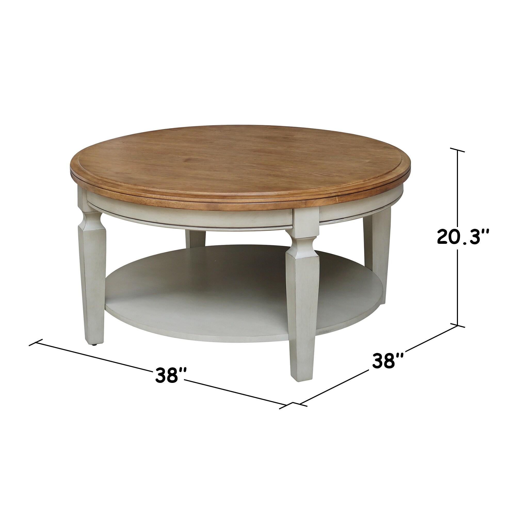 Vista Round Coffee Table Brown - International Concepts: Modern Two-Tone Wood, Fixed Shelf, 20.3"H x 38"W