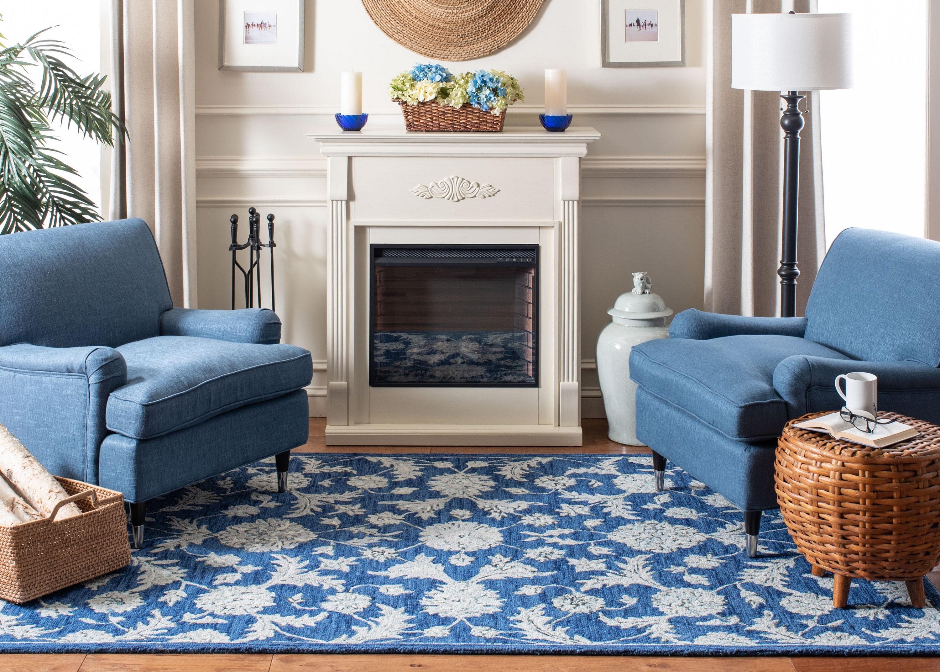 Micro-Loop MLP506 Hand Tufted Indoor Area Rug - Navy/Grey - 9'x12' - Safavieh