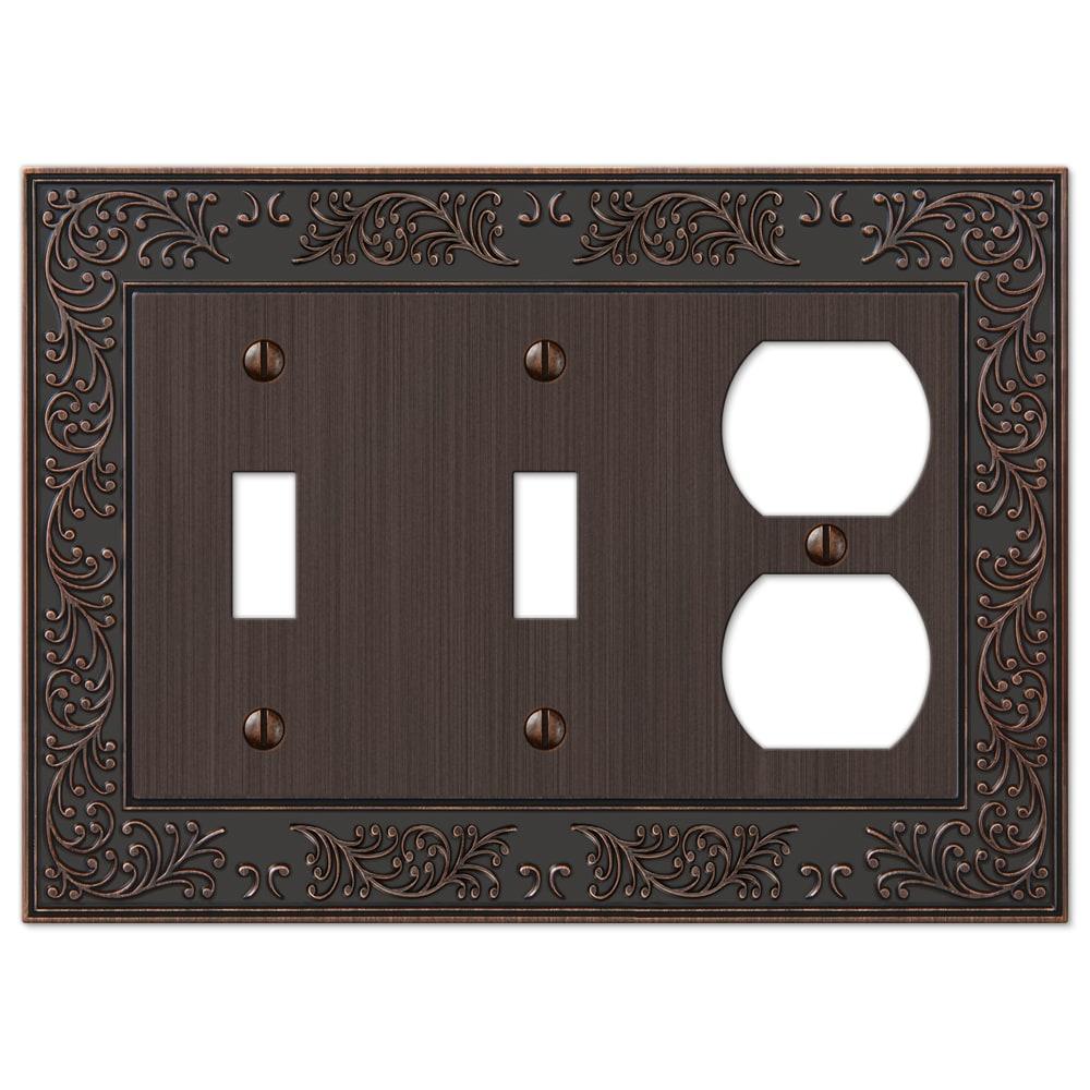 Amerelle 43TTDVB Moderne Wallplate 2 Toggle / 1 Duplex Cast Metal Bronze 1-Pack