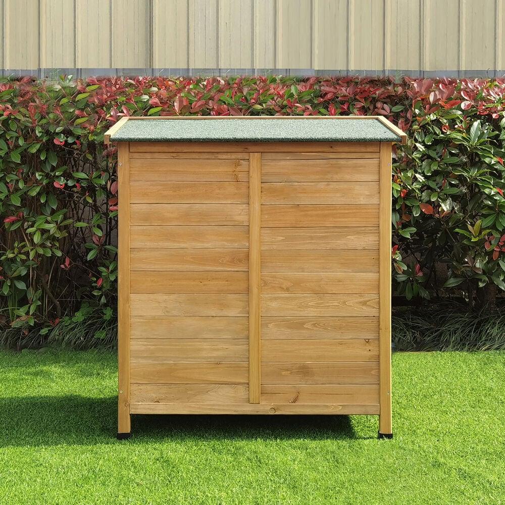 Black Fir Wood Outdoor Storage Shed with Shelving