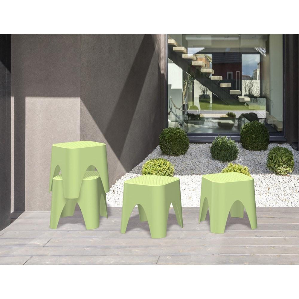 2pc Mallorca Stackable Rattan Top Side Table - Green - Lagoon