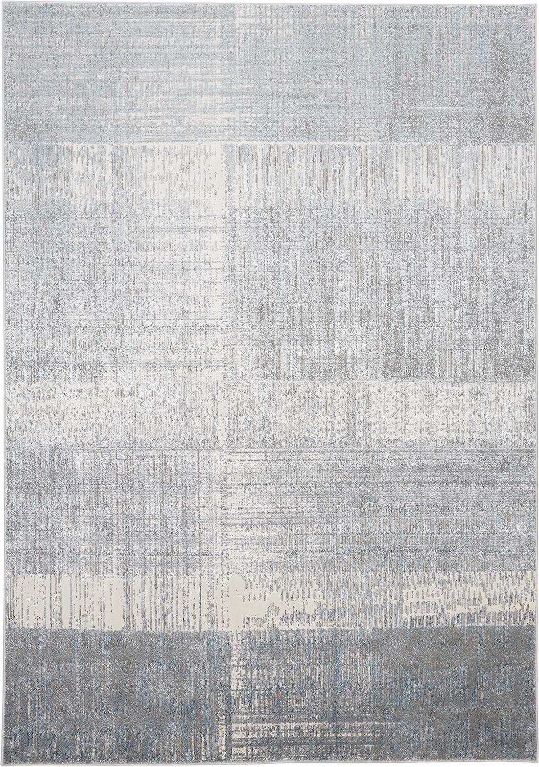 Azure Modern Abstract White/Gray/Blue Area Rug