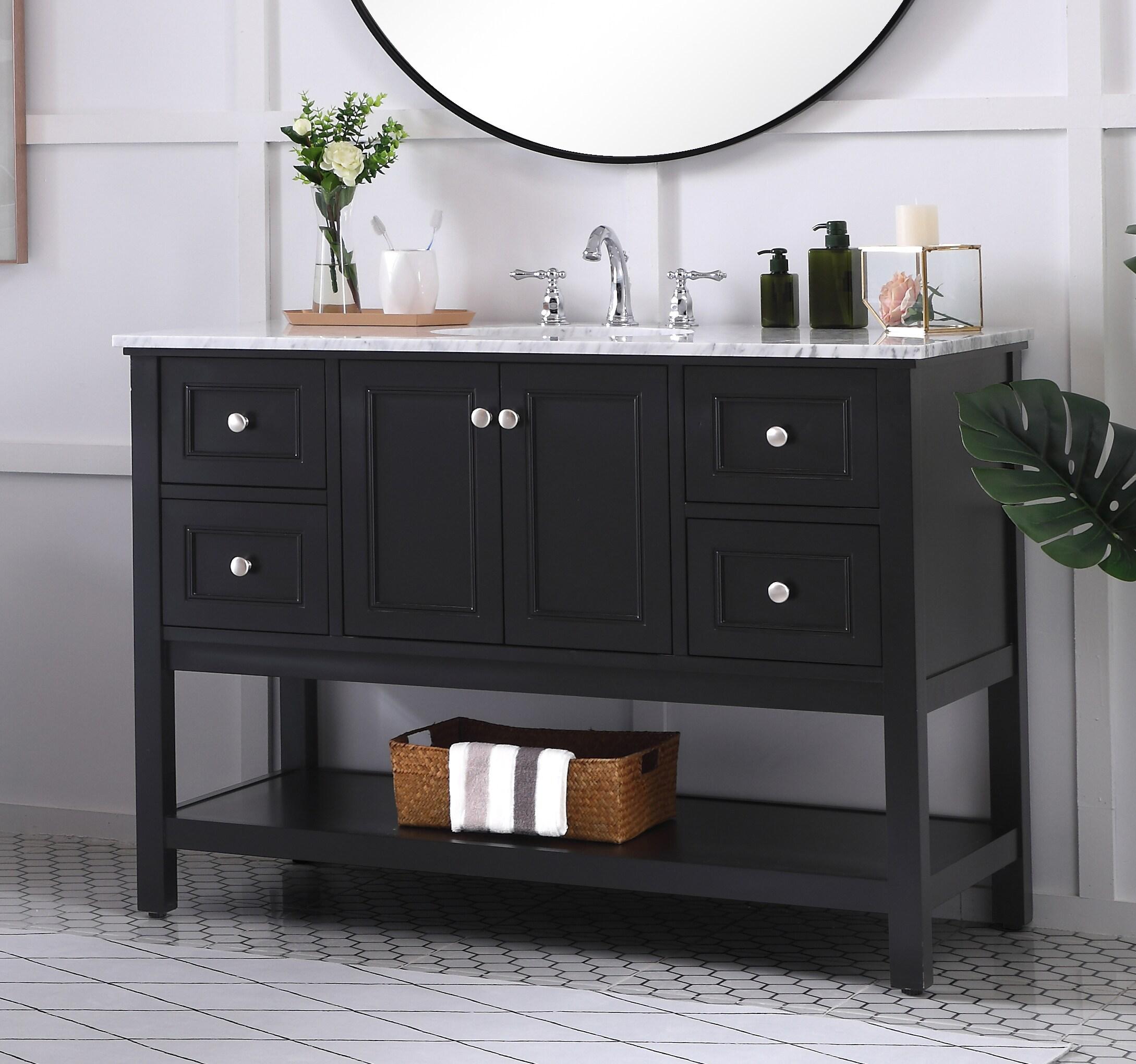 Elegant Decor Metropolis 48" Single Marble Top Bathroom Vanity in Black