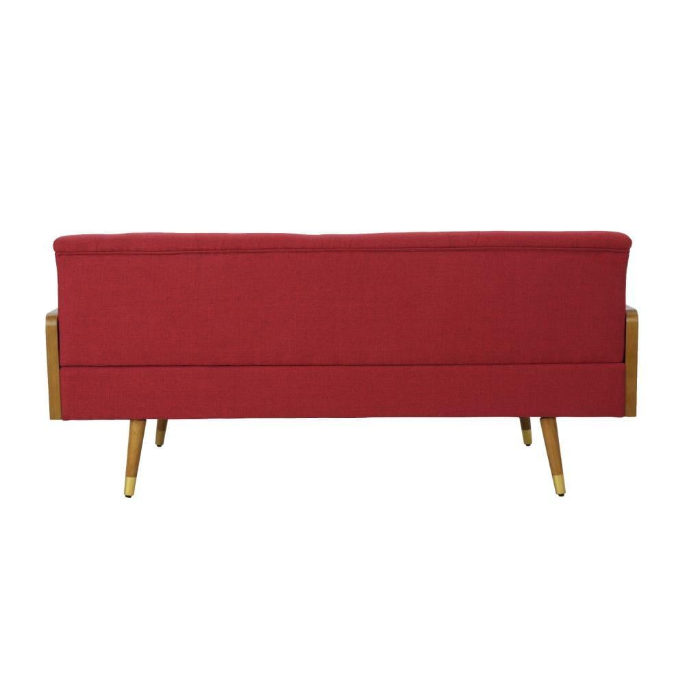 Jalon 72.25" Red Polyester Midcentury Modern Sofa