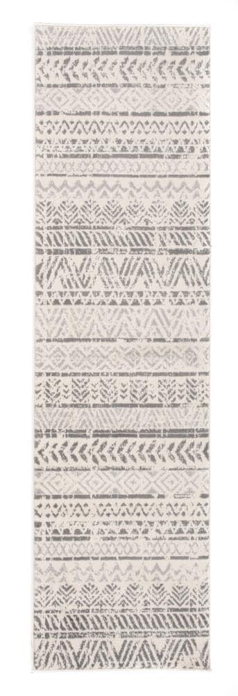 World Rug Gallery Geometric Distressed Bohemian Area Rug - Gray 2'7"x10'