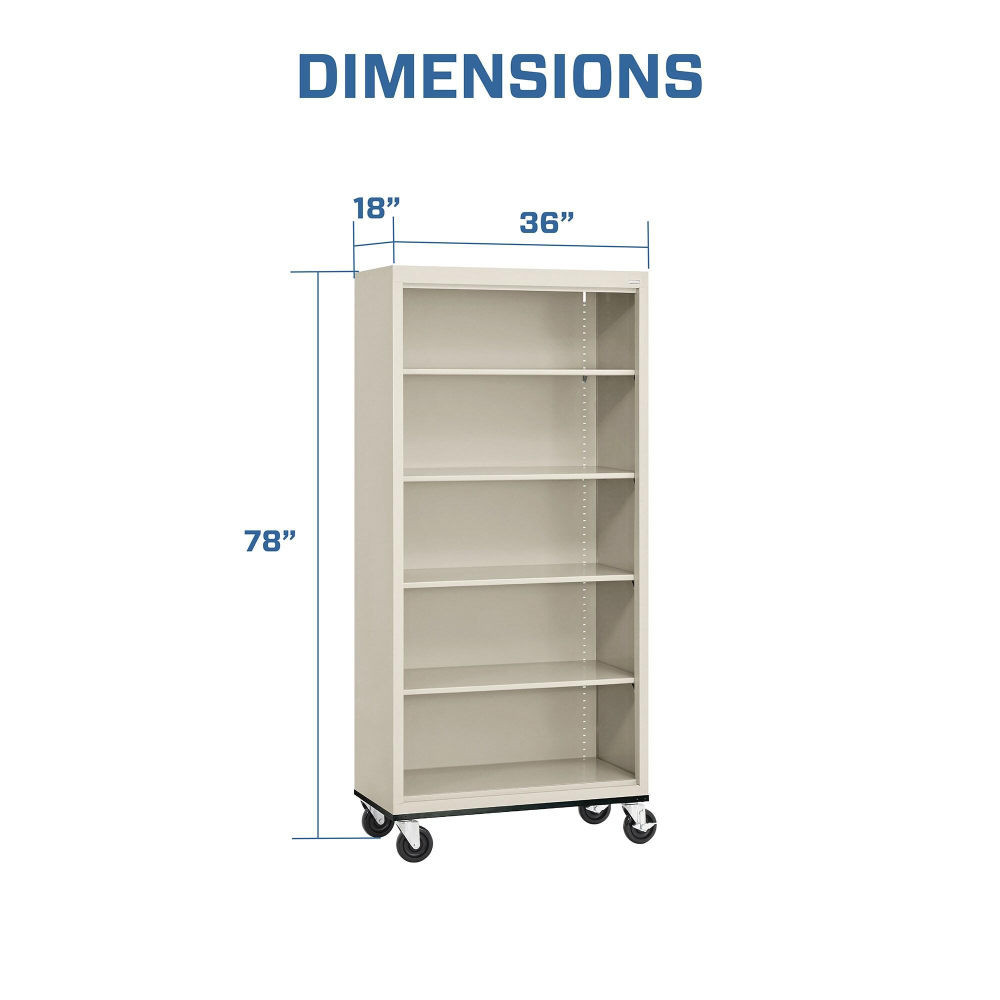 Sandusky Lee 36" W x 18" D x 78" H Steel Mobile Bookcase with 4 Adjustable Shelves by Sandusky
