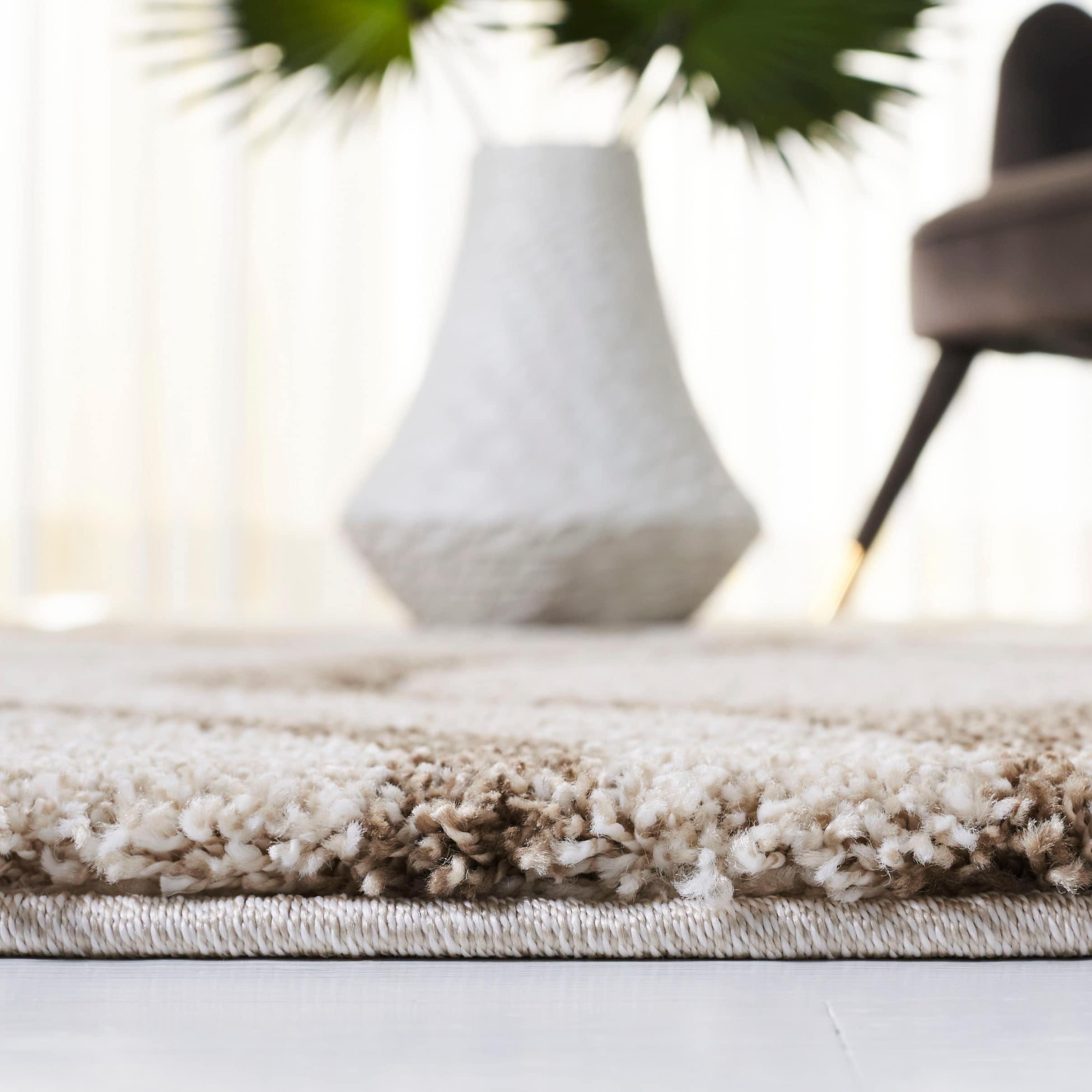 Florida Shag SG461 Power Loomed Indoor Runner Rug - Ivory/Beige - 2'3"x9' - Safavieh