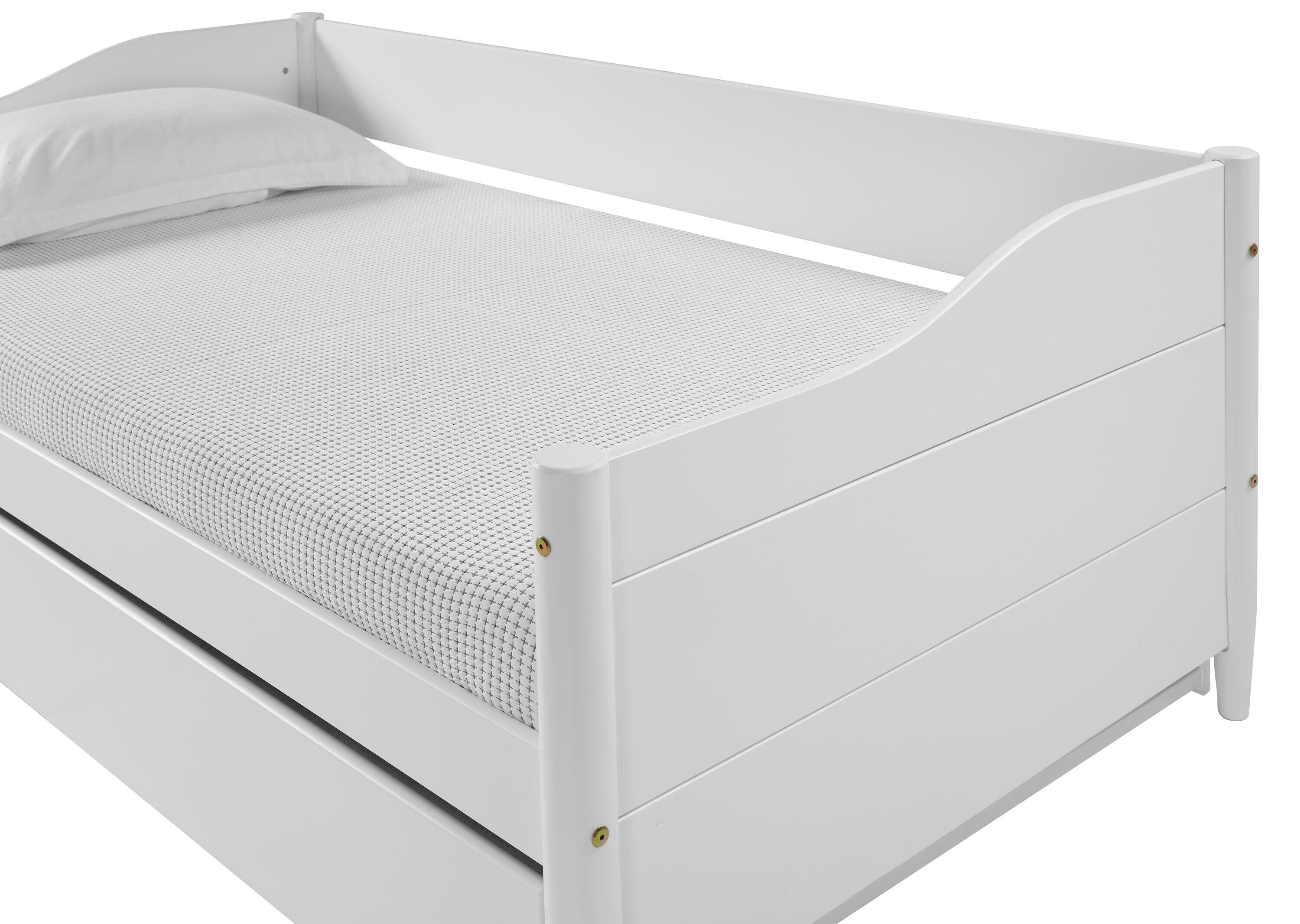 Mid Century Classic Twin Size Day Bed with Trundle White Finish