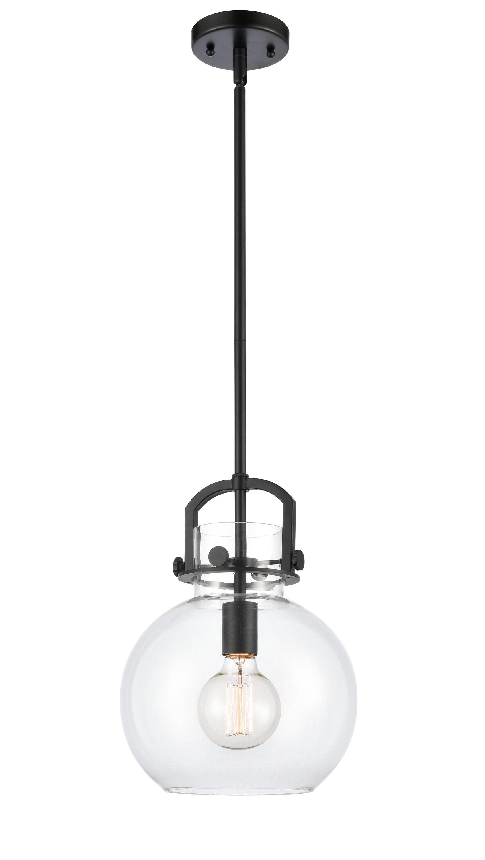 Newton Matte Black Mini Globe Pendant with Clear Glass