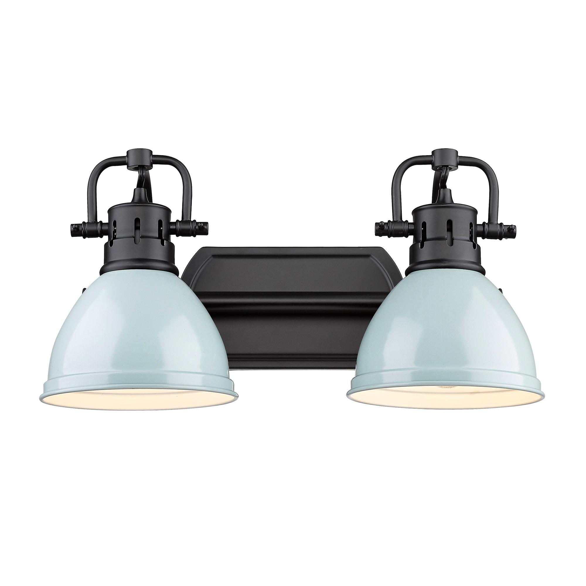 Golden Lighting Duncan 2-Light Vanity Light in Matte Black with Seafoam
