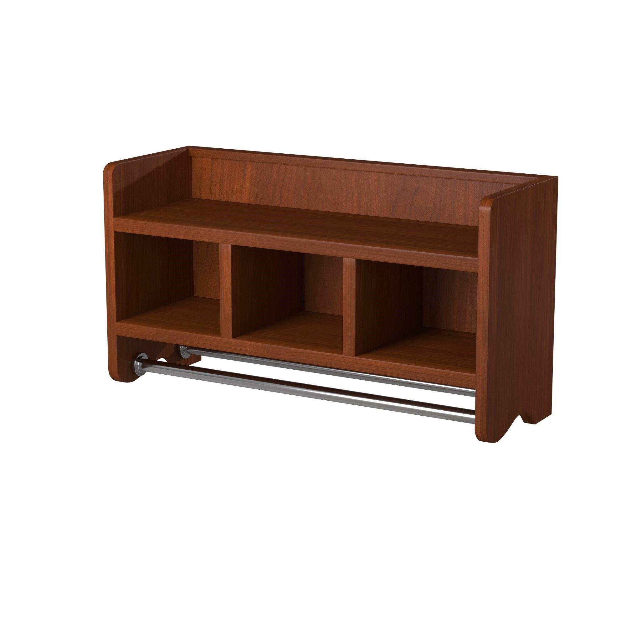 25" Bath Storage Shelf with Towel Rod, Chestnut