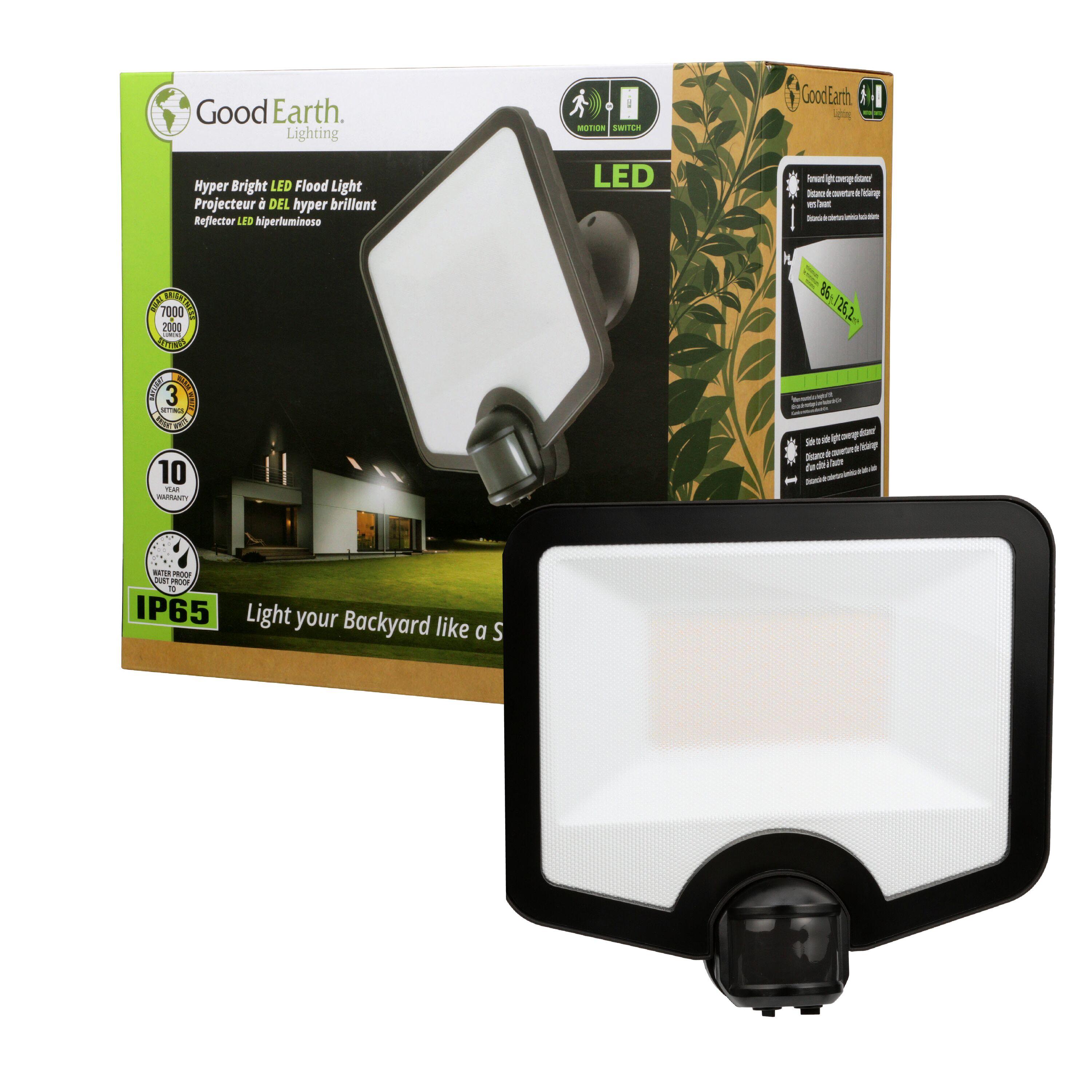 Good Earth Lighting Hyper Bright LED Motion Activated Security Flood - Bronze, 2000 or 7000 Selectable Lumens, 3000K/4000K/5000K Color Selectable Temperature, IP65 Rated