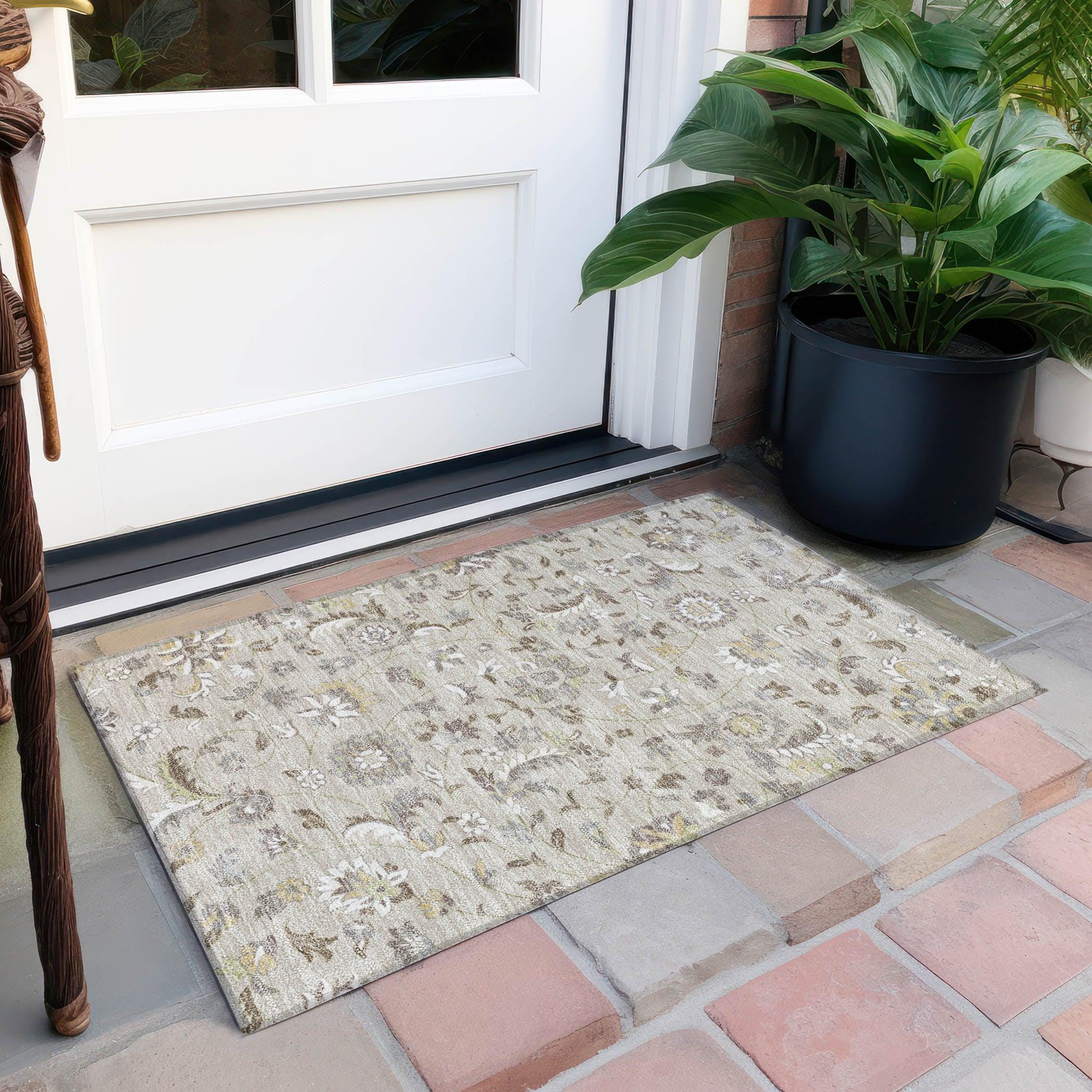 Machine Washable Indoor/Outdoor Chayden ACN1006 Beige 3' x 5' Rug