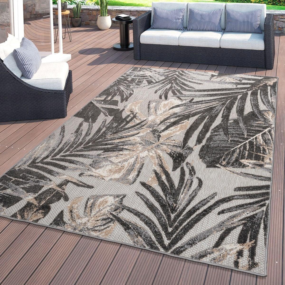 World Rug Gallery Floral Leaves Indoor/Outdoor Area Rug - Gray 7'10" x 10'