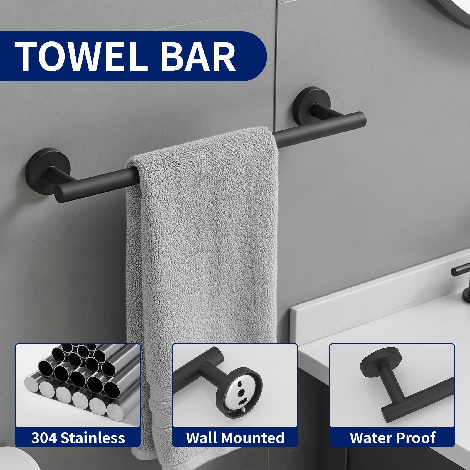 BWE 4-Piece Bath Hardware Set with Towel Hook and Toilet Paper Holder and Towel Bar Wall Mount