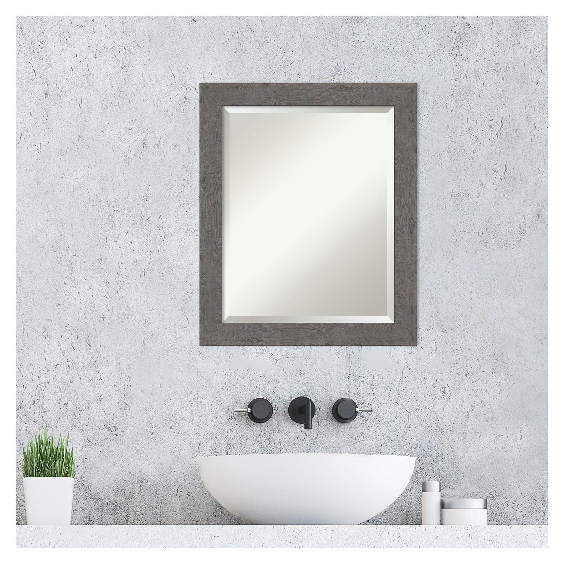 Medium Rectangle Distressed Grey Beveled Glass Modern Mirror (23.25 in. H x 19.25 in. W)