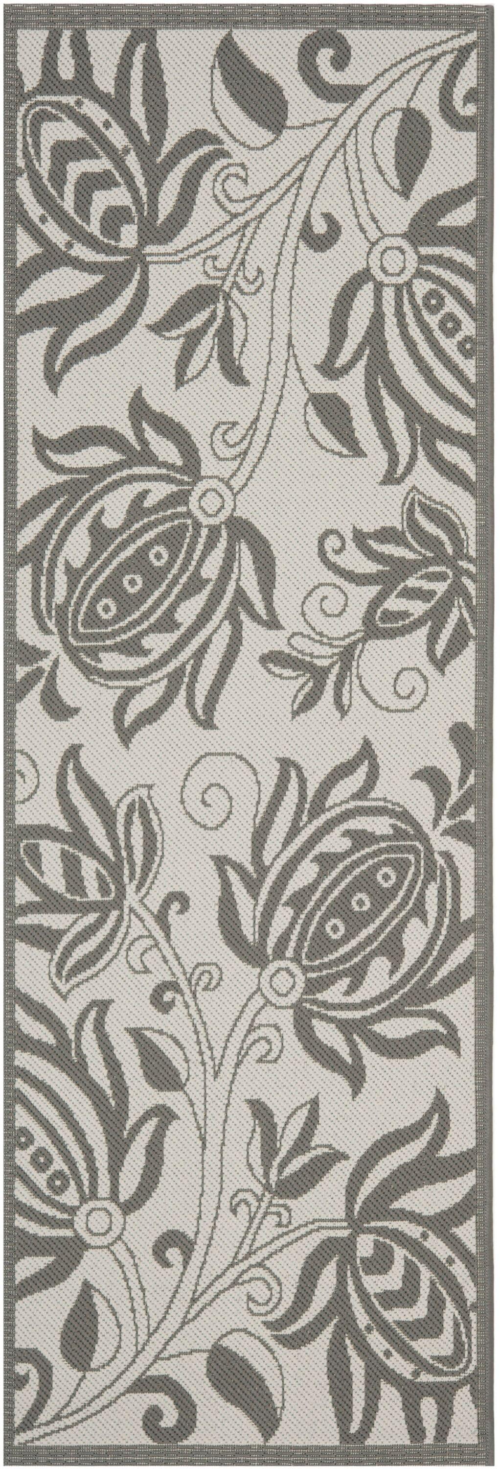 Courtyard CY6109 Power Loomed Indoor/Outdoor Runner Rug - Light Grey/Anthracite - 2'3"x10' - Safavieh.