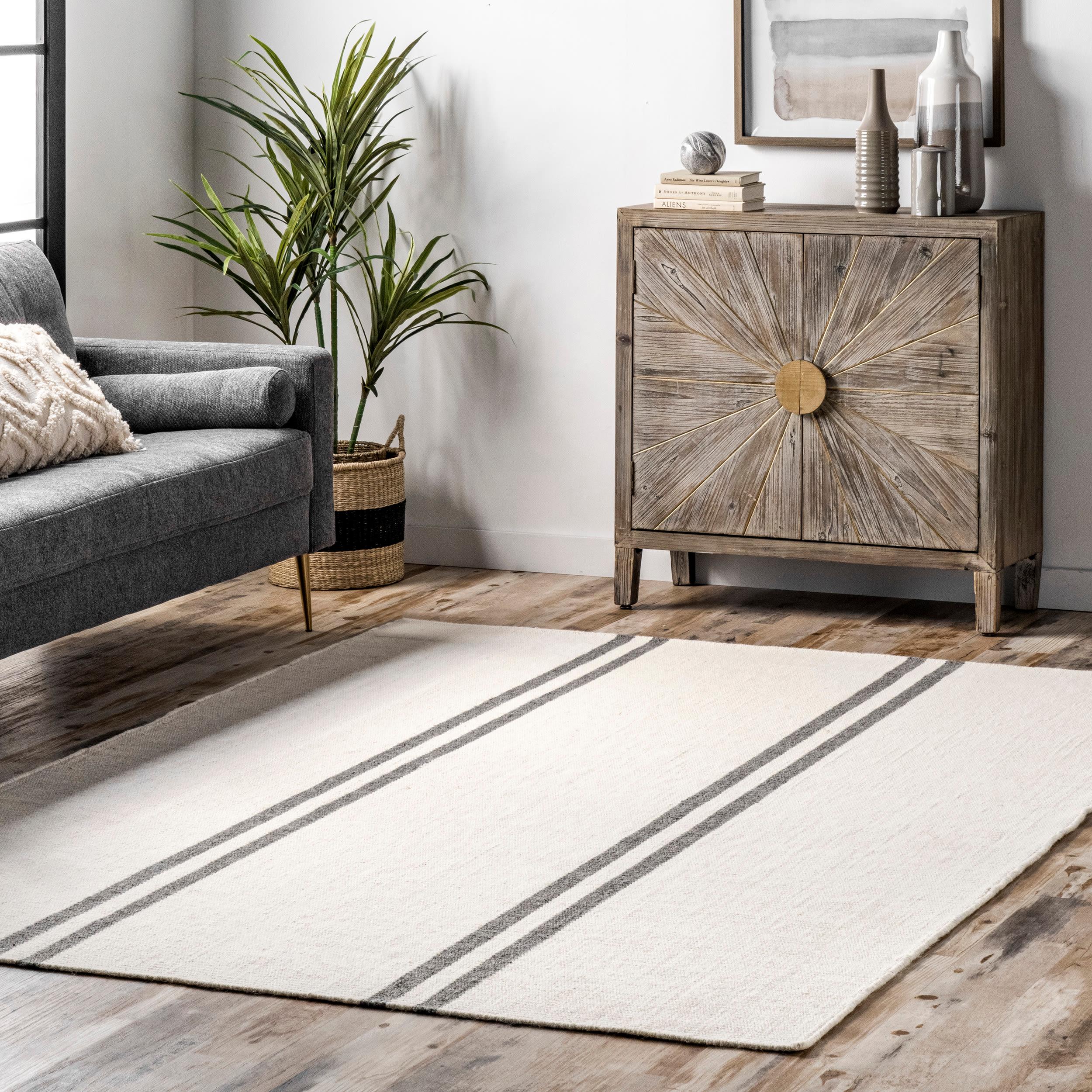 Elowen Double Striped Wool Area Rug