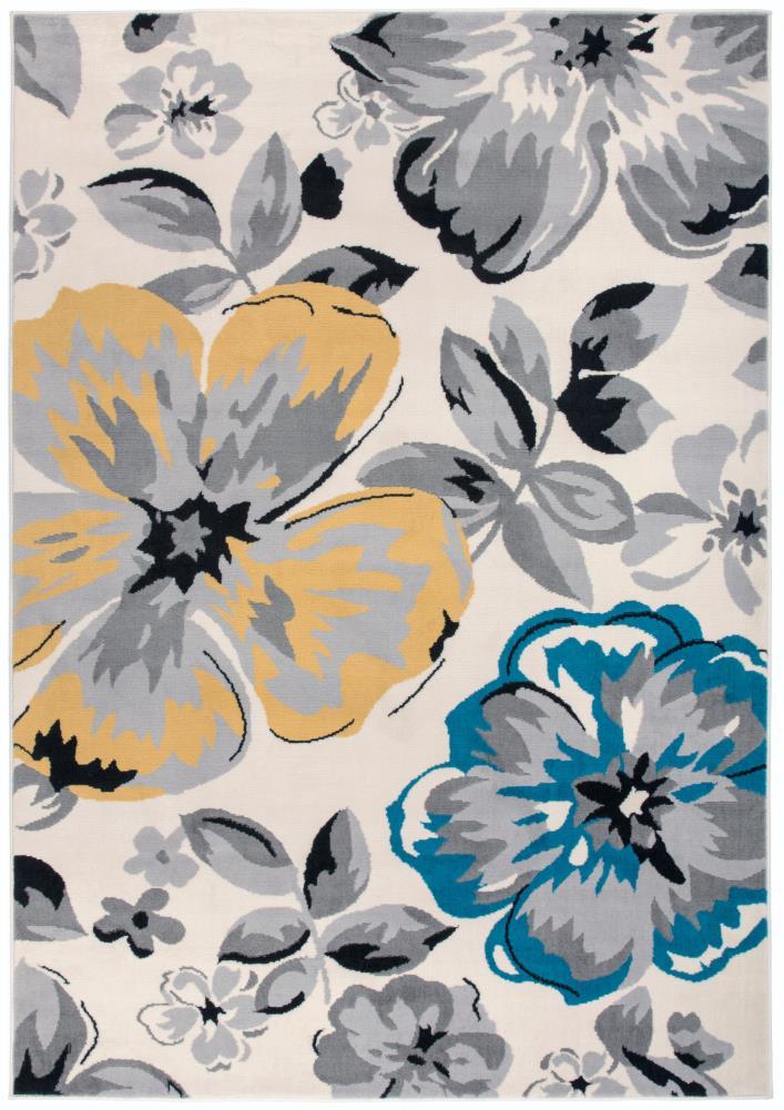 World Rug Gallery Modern Floral Design Cream 7'6" x 9'5" Area Rug