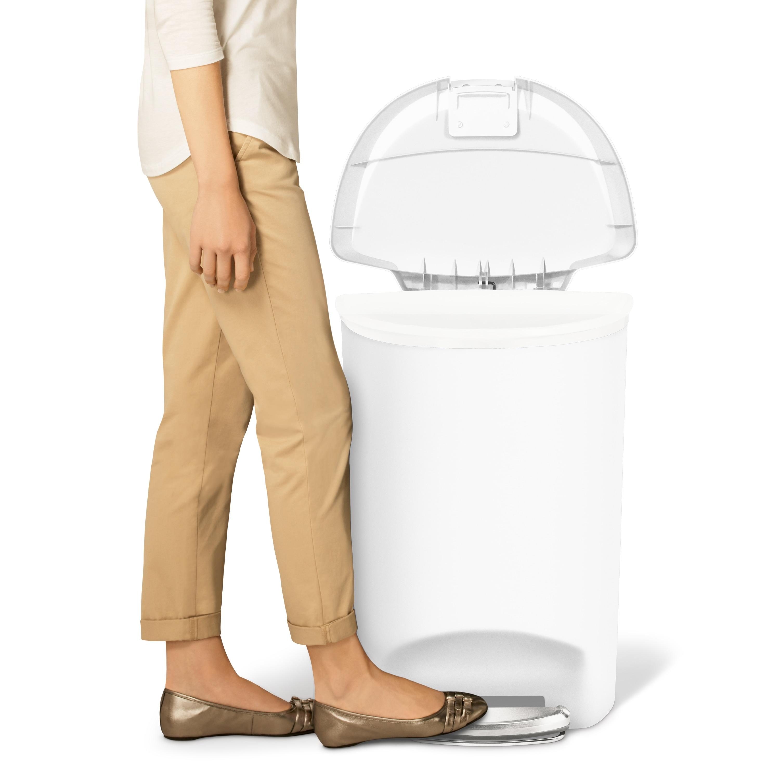 Simplehuman 50 Liter / 13 Gallon Semi-Round Kitchen Step Trash Can with Secure Slide Lock, Plastic