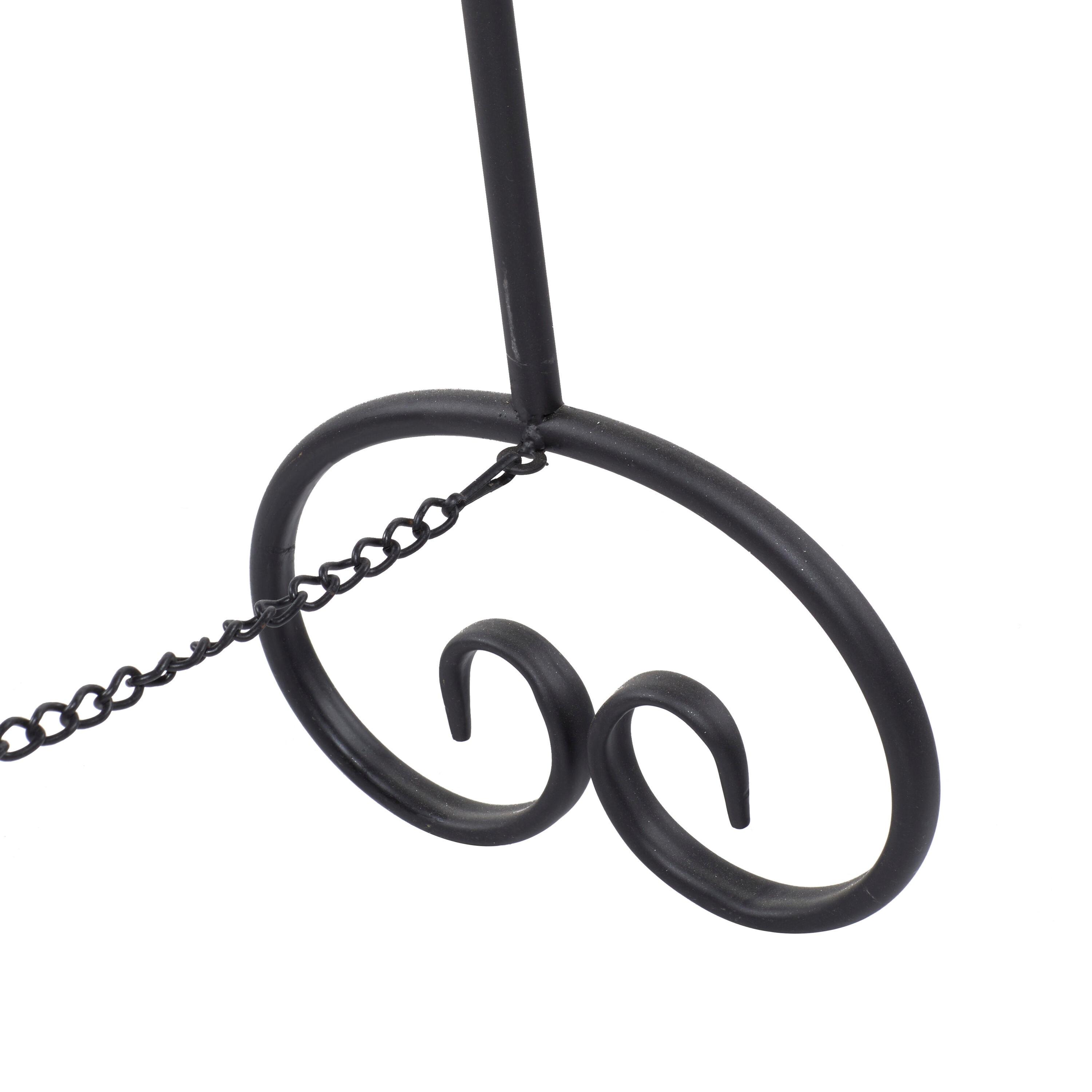 Black Iron Adjustable Floor Easel with Scroll Accents