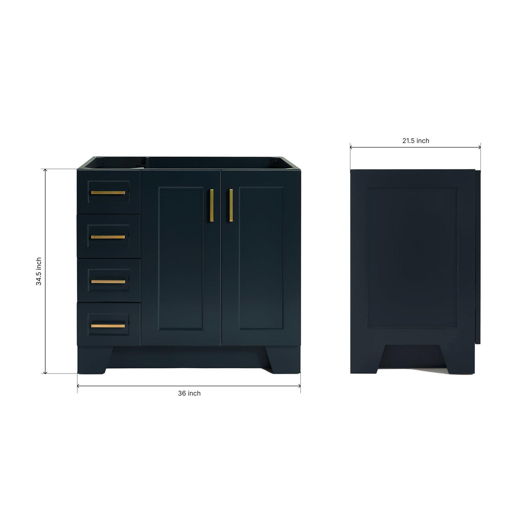 Sawyer 36'' Solid Wood Single Bathroom Vanity Base Only, Right Offset Base Cabinet without Top