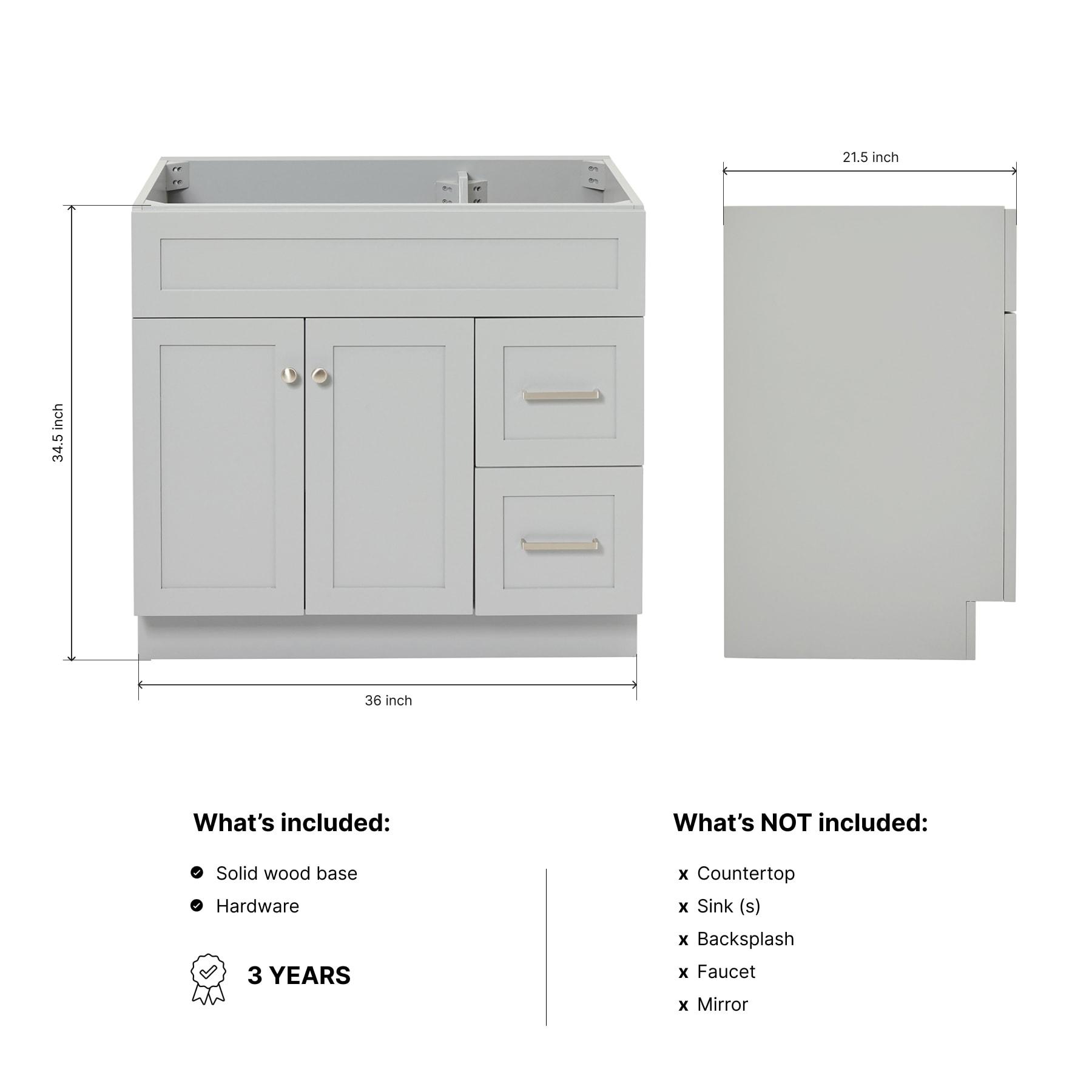 Ariel F036s-L-Bc Hamlet 36" Single Free Standing Vanity Cabinet Only - Grey