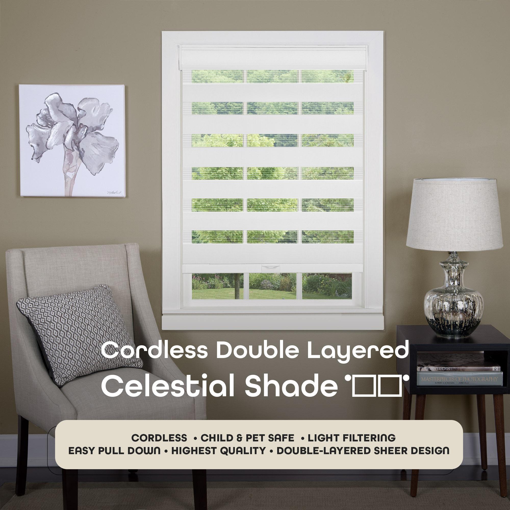 Ergode Cordless Celestial Sheer Double Layered Shade 29x72 - White