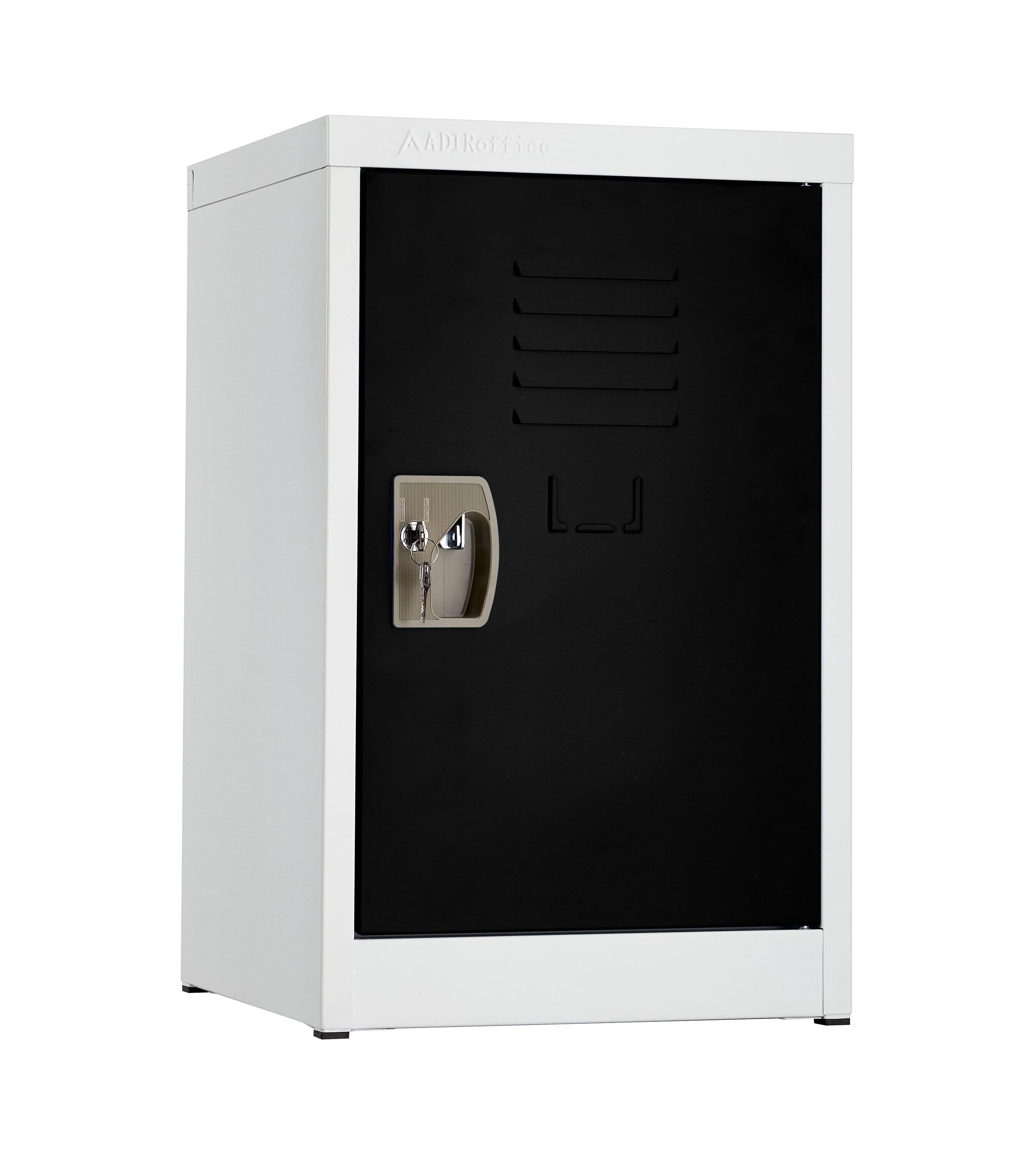 Black and White Steel Office Storage Locker with Key