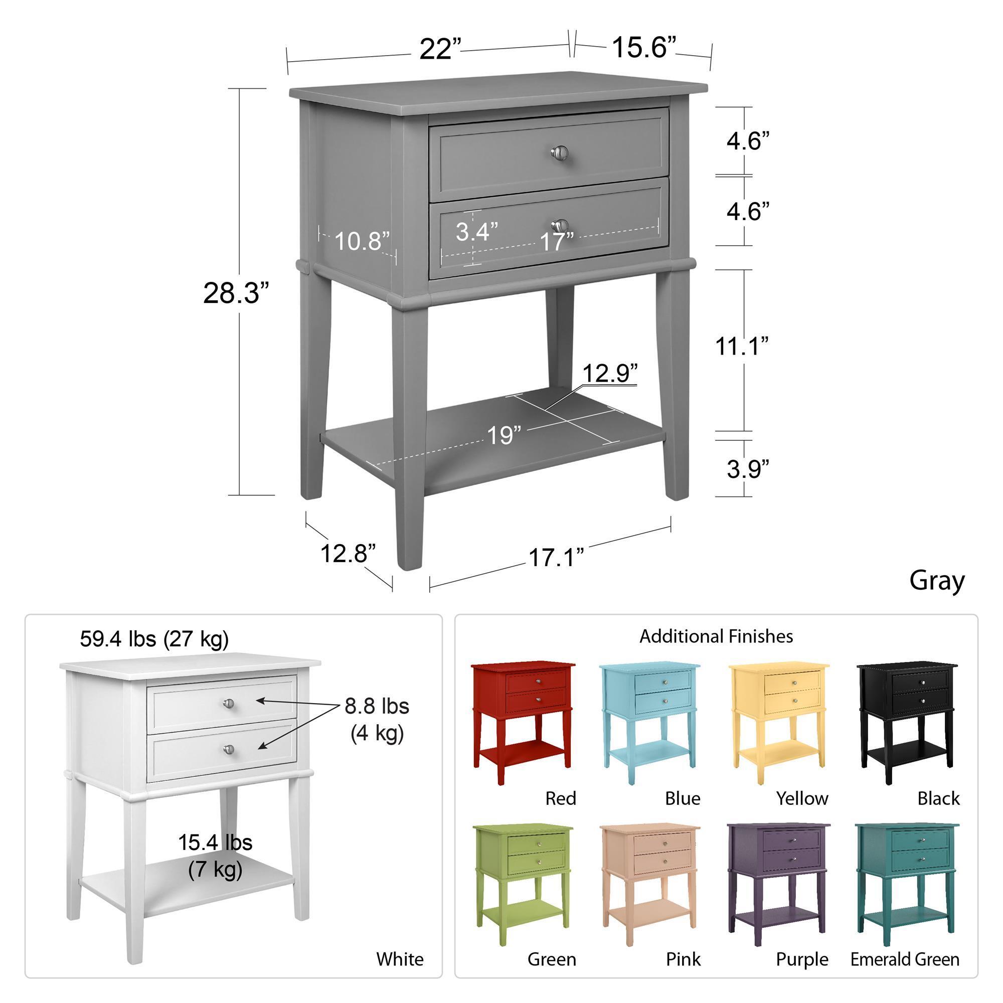 Ameriwood Home Franklin Accent Table with 2 Drawers, Purple