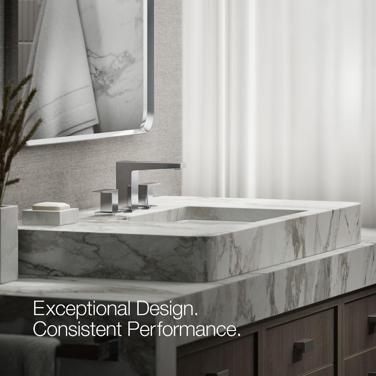 Kohler Honesty Widespread Bathroom Faucet with Pop-Up Drain Assembly, 3-Hole 2-Handle Bathroom Sink Faucet, 1.2 gpm