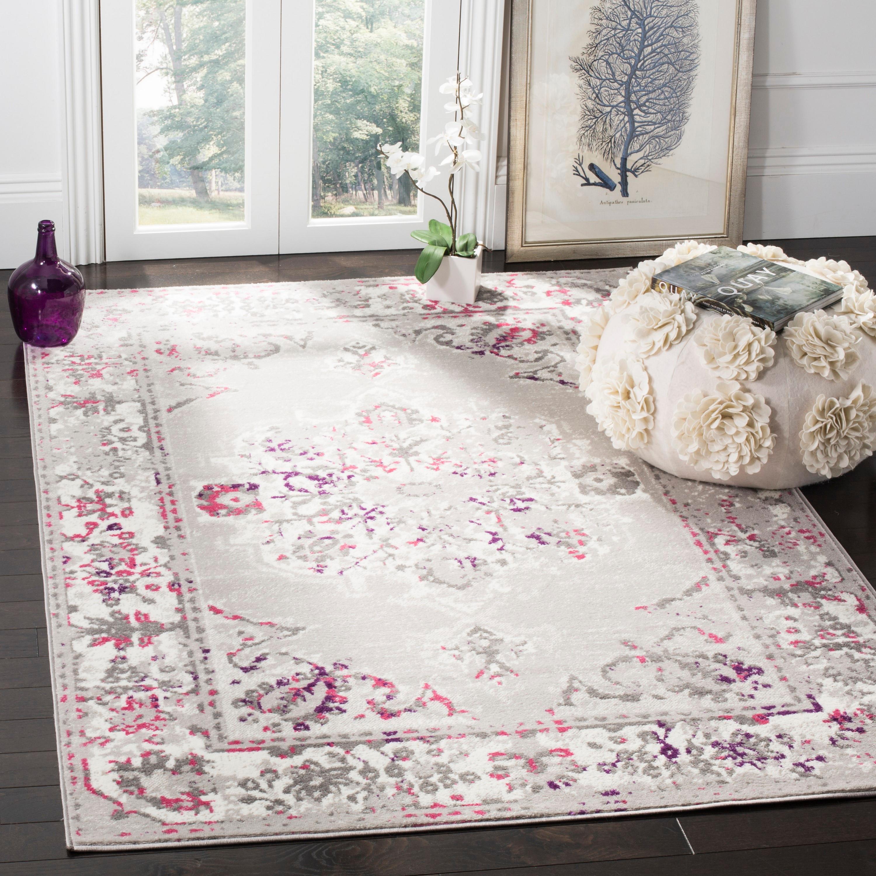 Skyler SKY169 Power Loomed Indoor Area Rug - Grey/Pink - 5'1"x7'6" - Safavieh