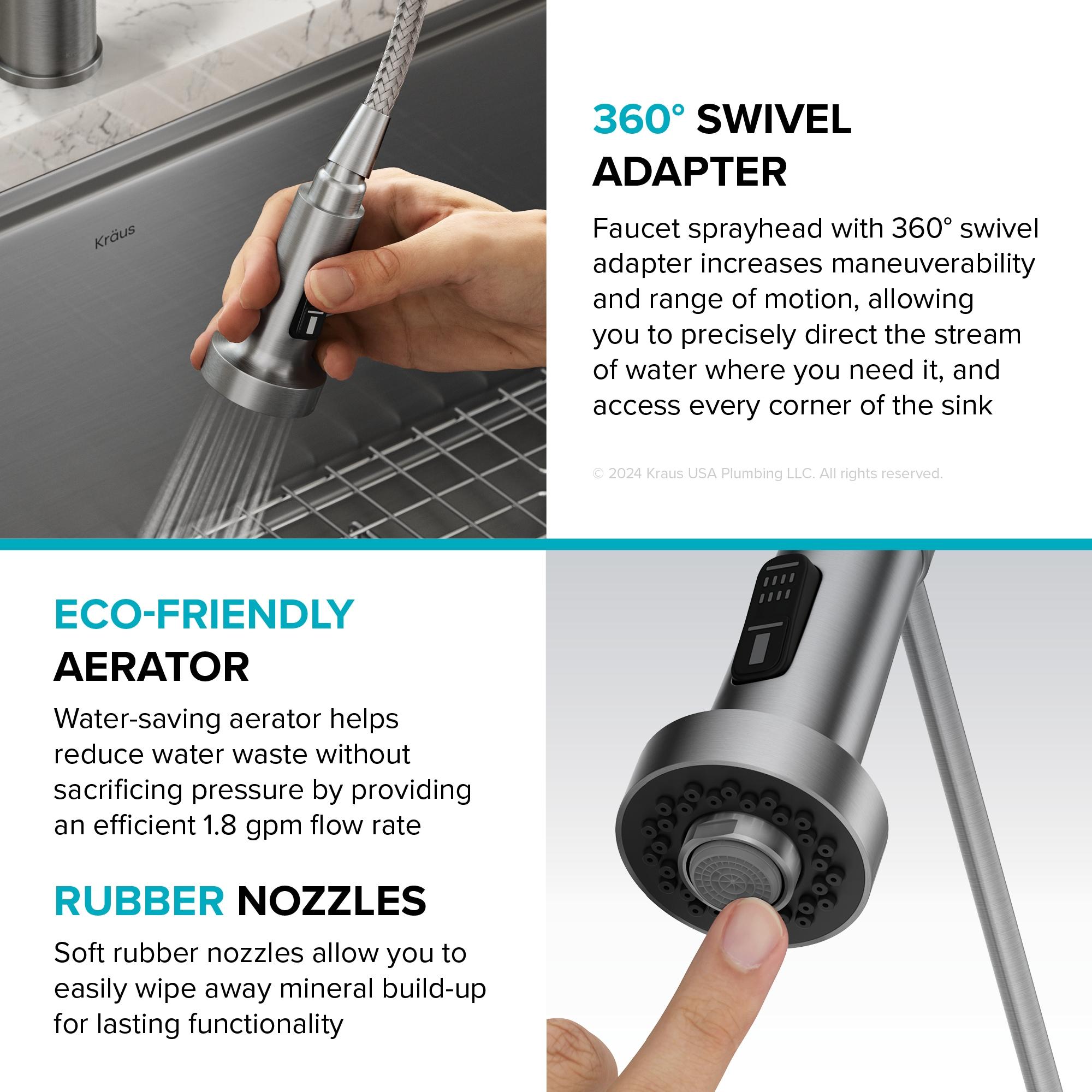 KRAUS Bolden Commercial Style 2-Function Single Handle Pull Down Kitchen Faucet